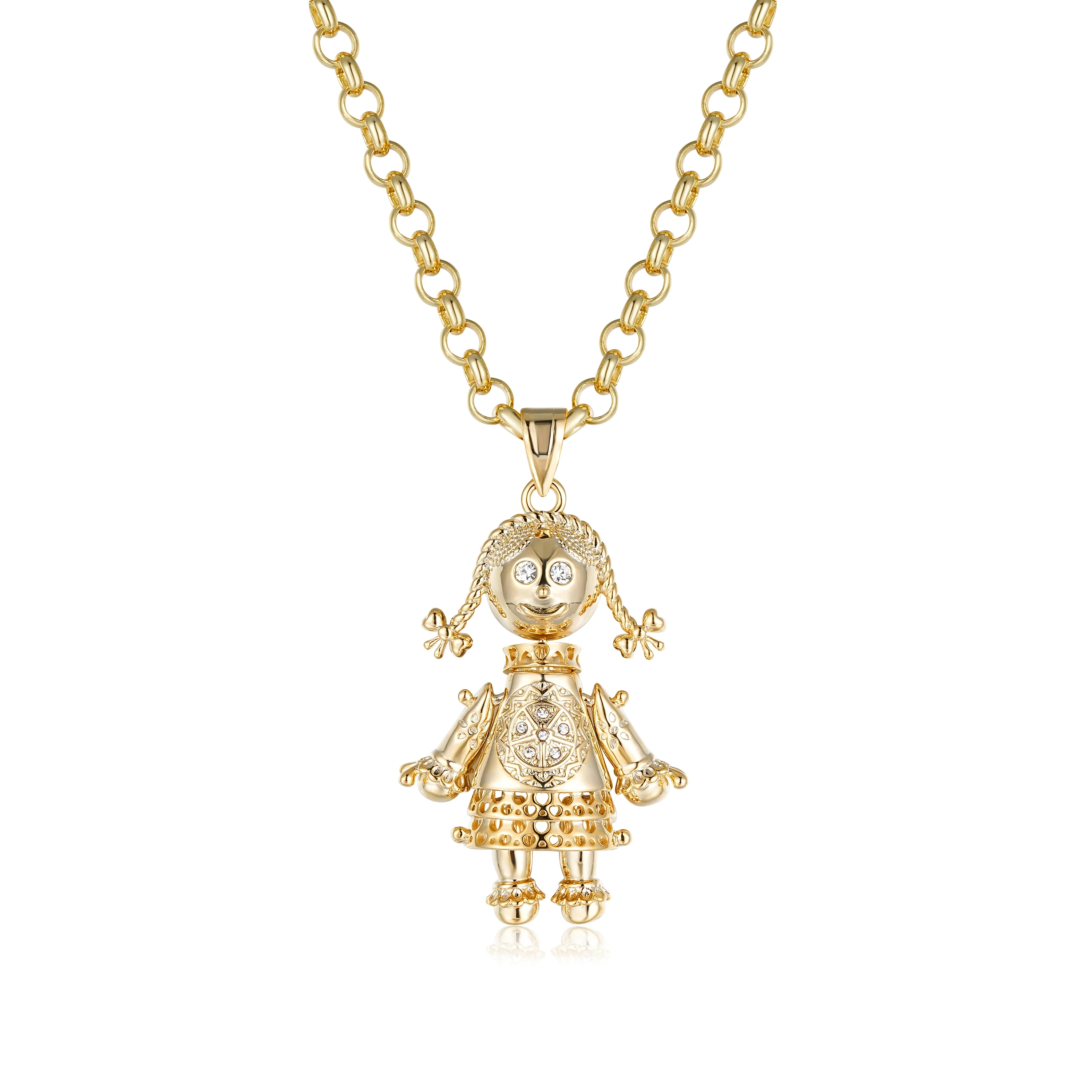Gold Heart Rag Doll Pendant Necklace 22inches - Image 3