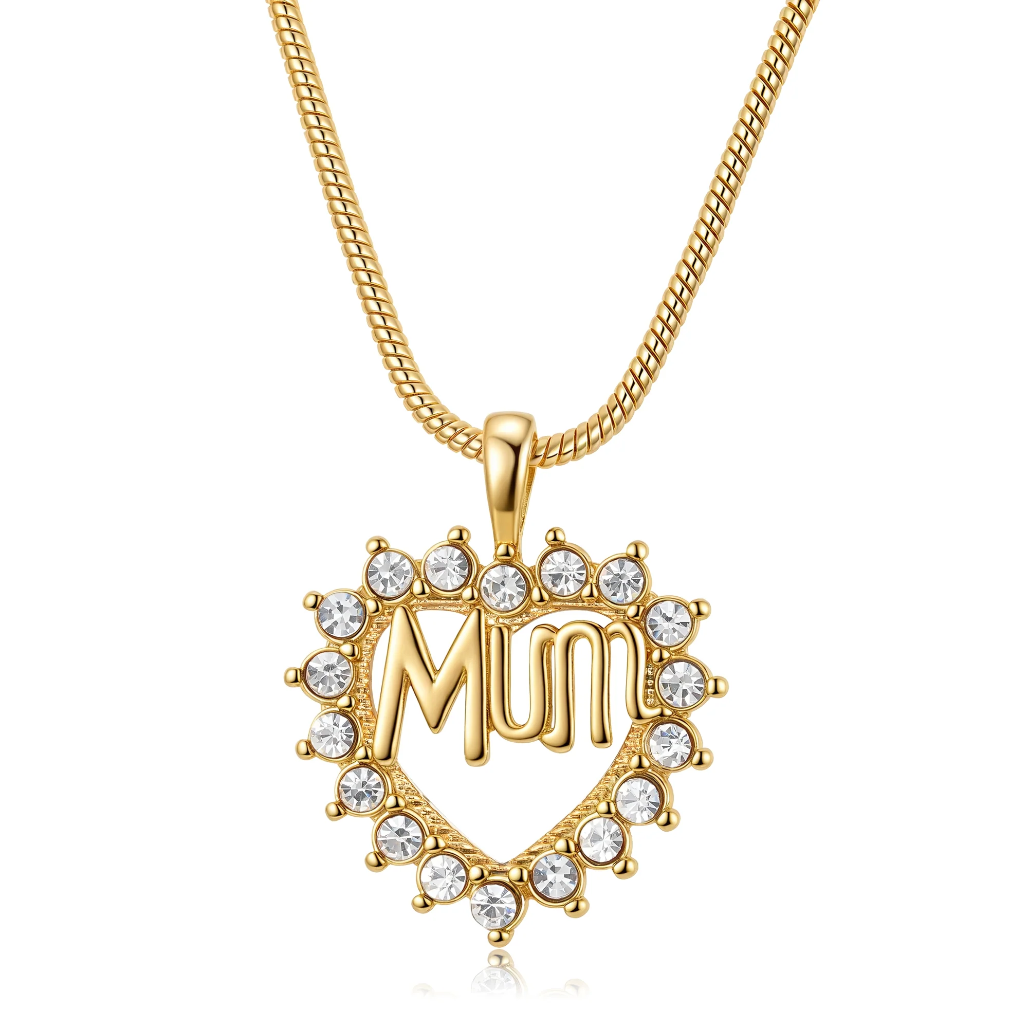 Gold MUM Heart Pendant Necklace 22inches - Image 2