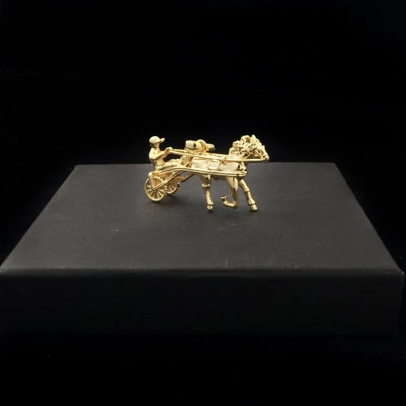 Gold Sulky Gypsy Horse Racing 3D Pendant (Chain Not Included) - Image 6