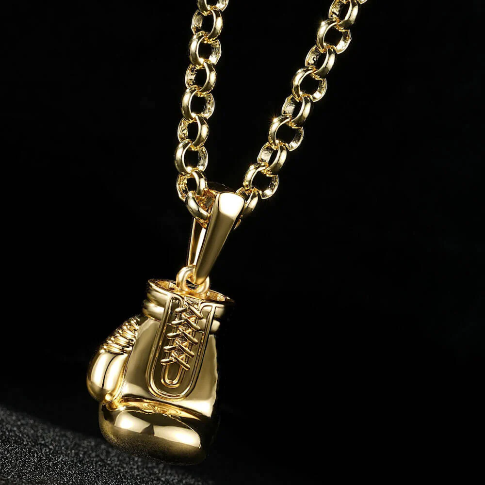 Gold Boxing Glove Pendant Necklace 22inches - Image 2