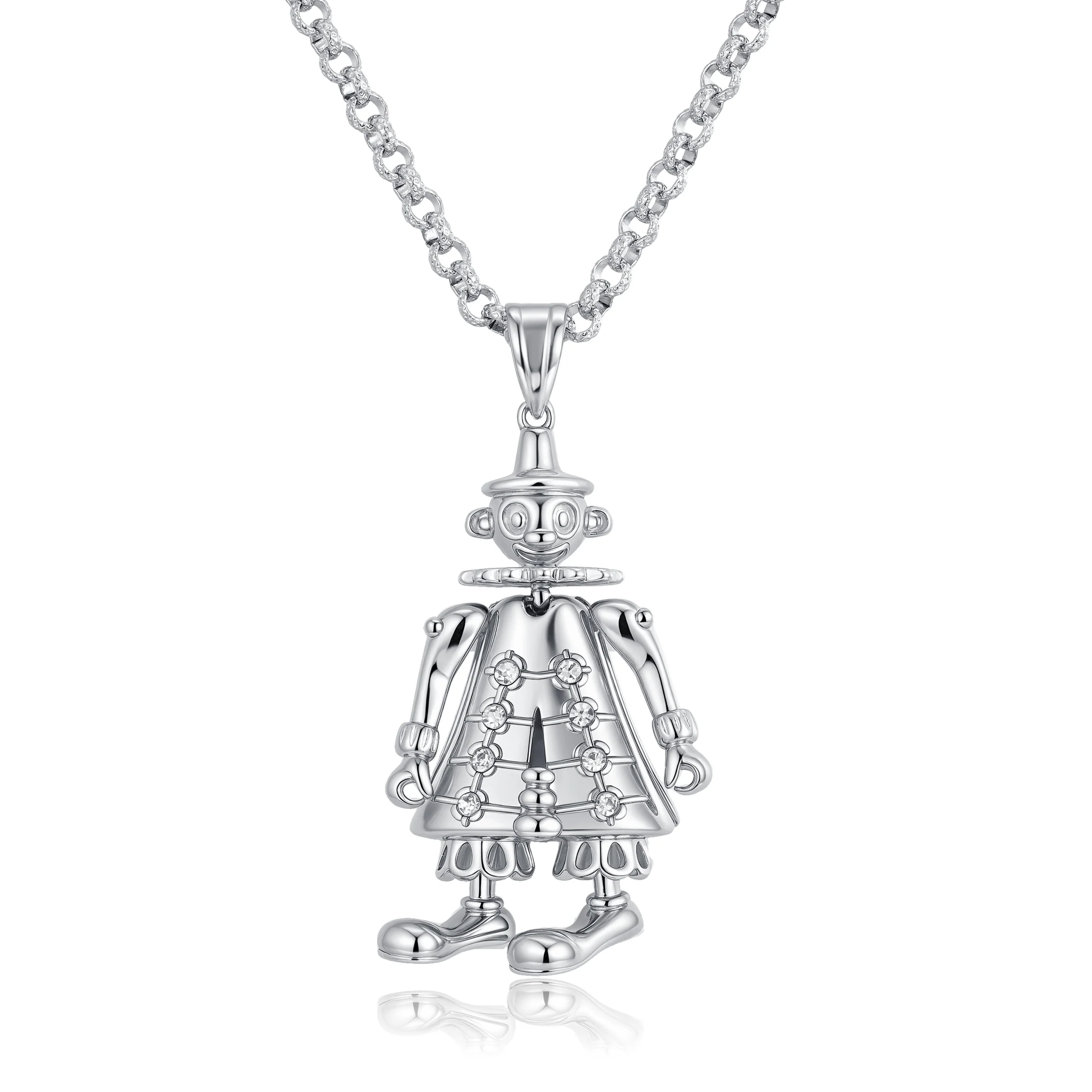 Silver Clown Pendant Necklace 24inches - Image 4