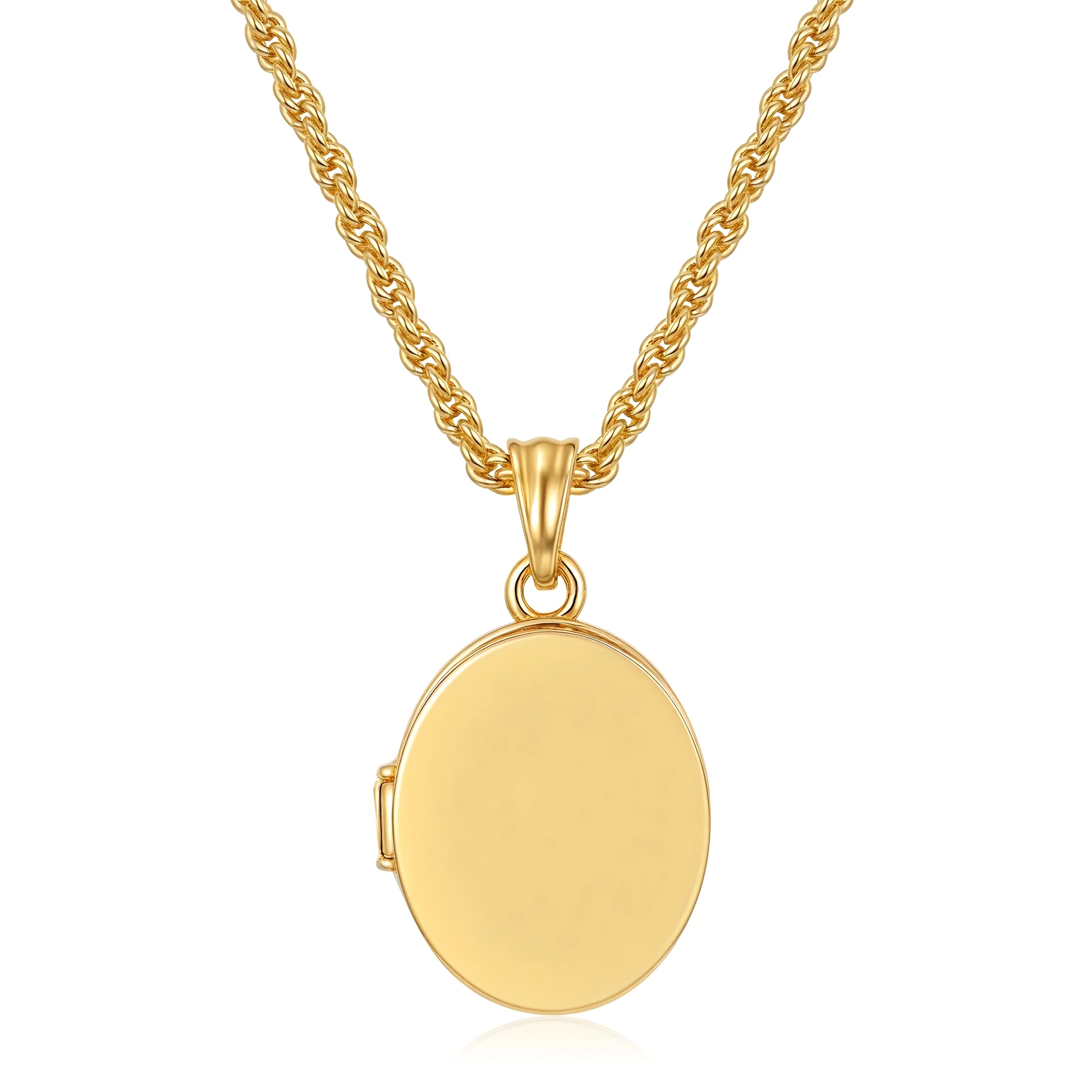 Gold Locket Pendant 2.5mm Rope Chain - Image 5
