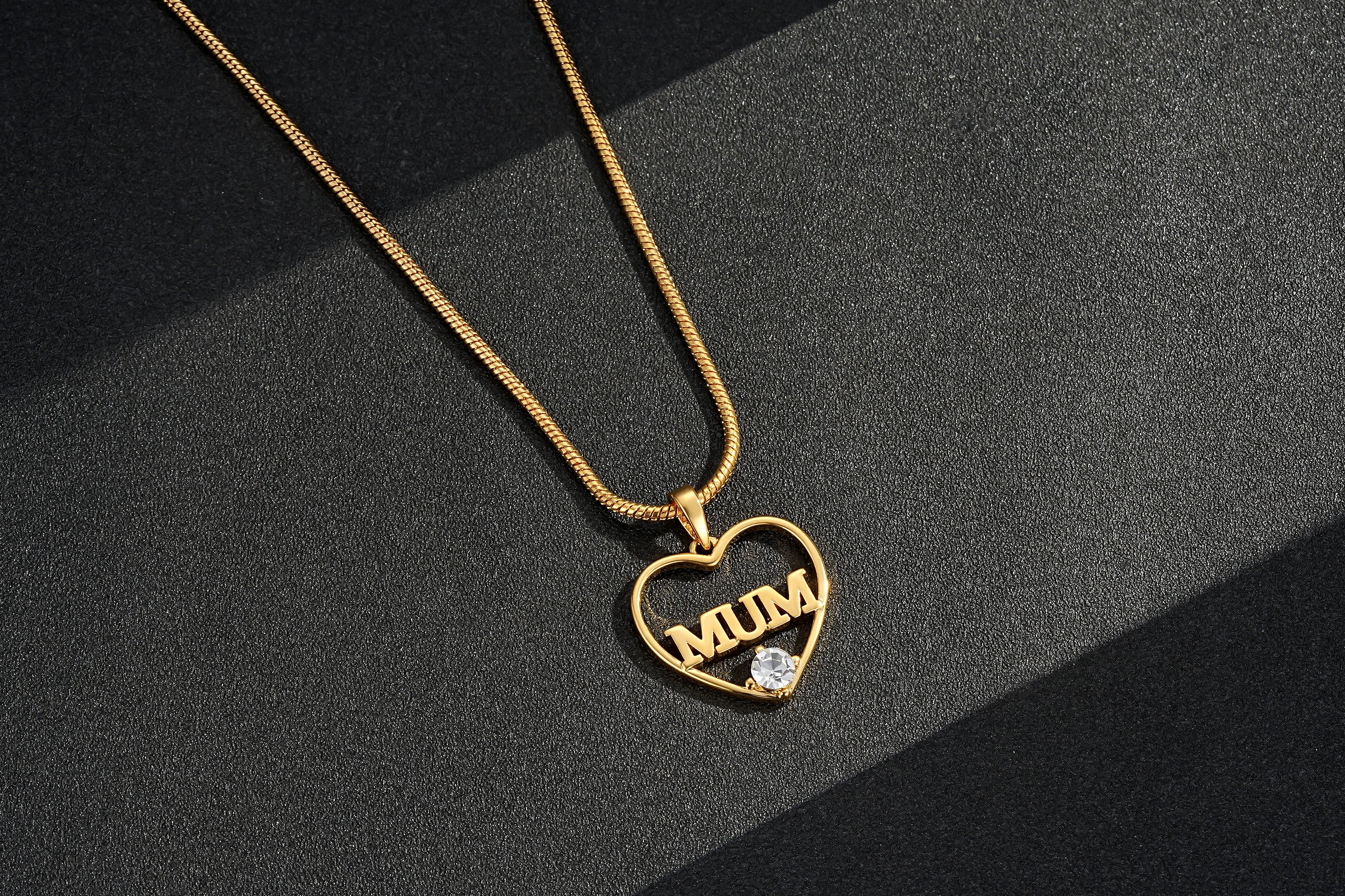 Gold MUM Heart Pendant Necklace 22inches