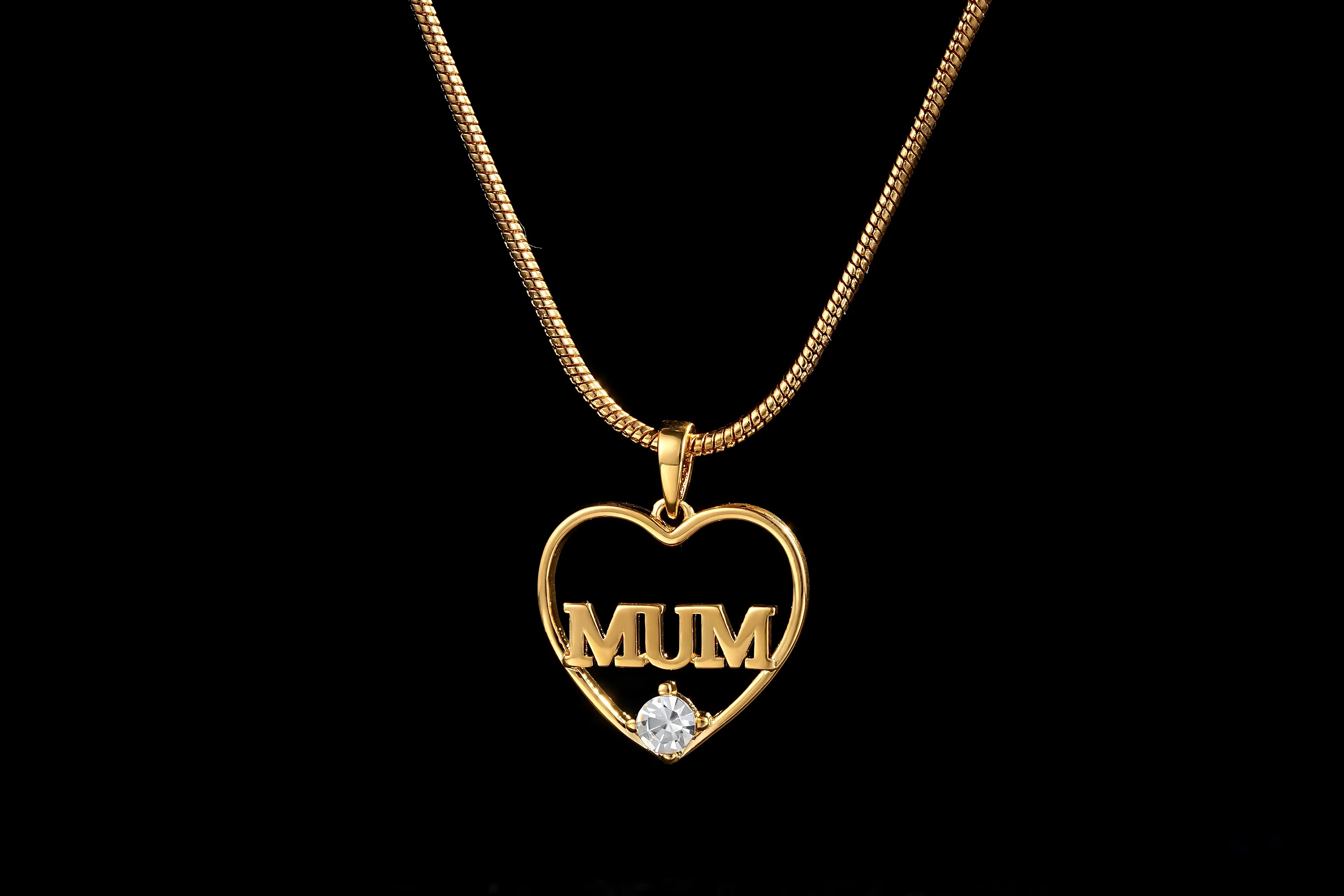 Gold MUM Heart Pendant Necklace 22inches - Image 3