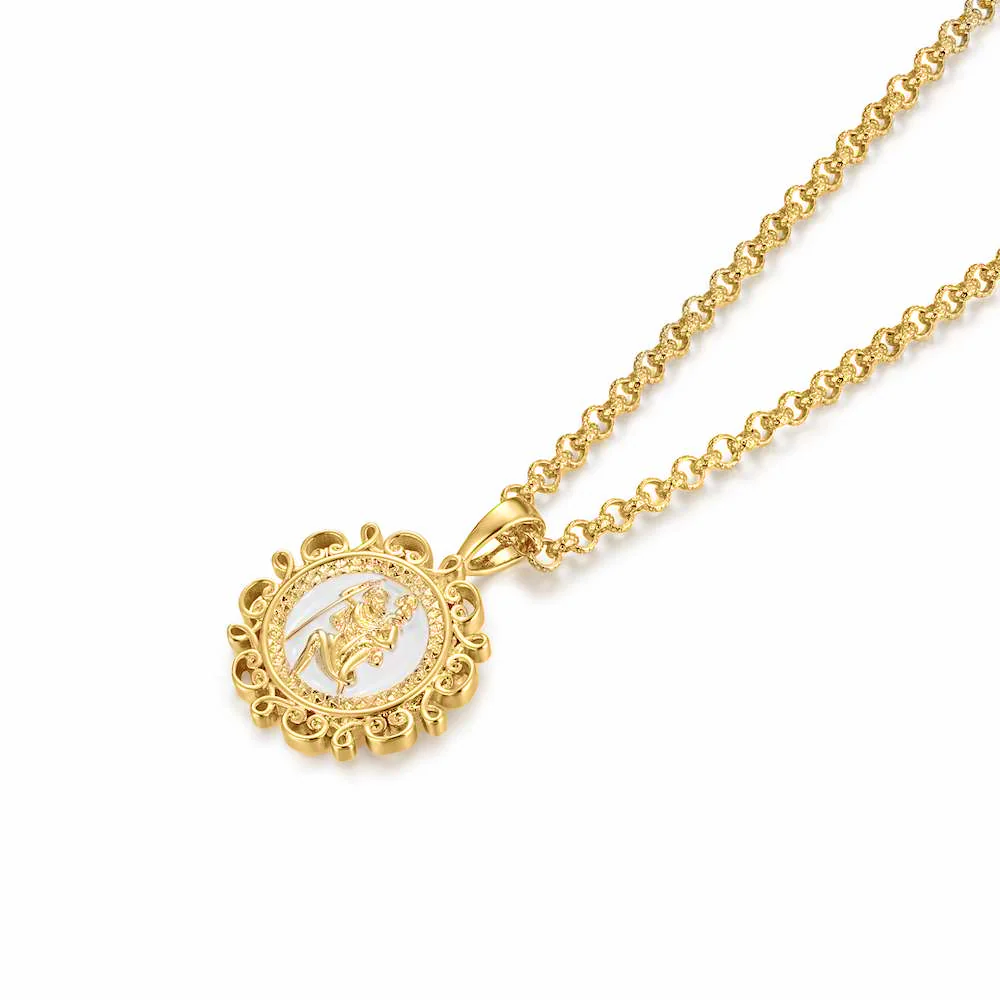 Gold St Christopher Pendant Necklace 22inches - Image 4