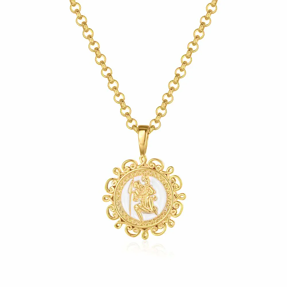 Gold St Christopher Pendant Necklace 22inches - Image 5