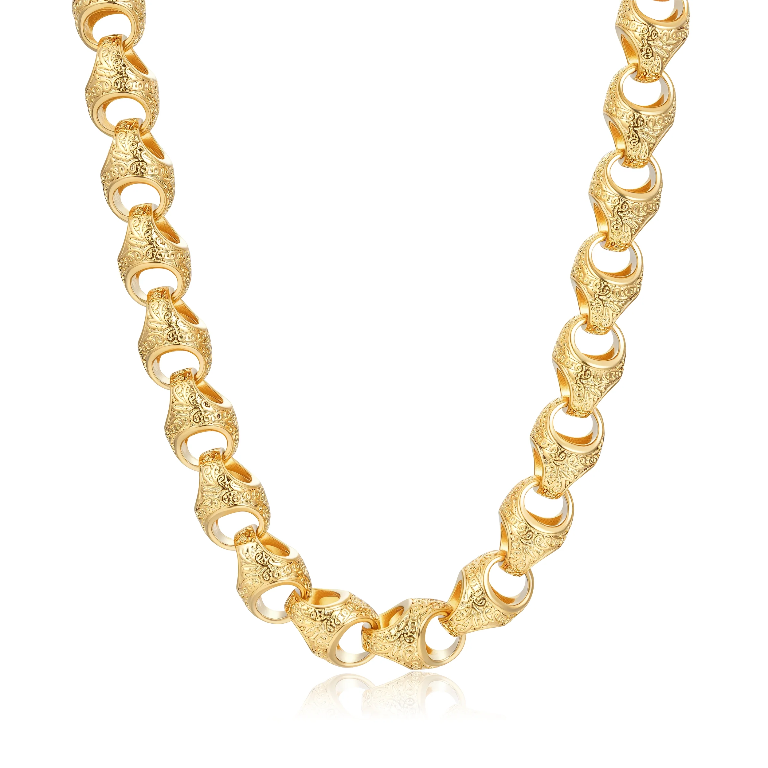 Gold Patterned Acorn Chain Necklace 28inches Heavy 315g XL Statement Jewellery - Image 2
