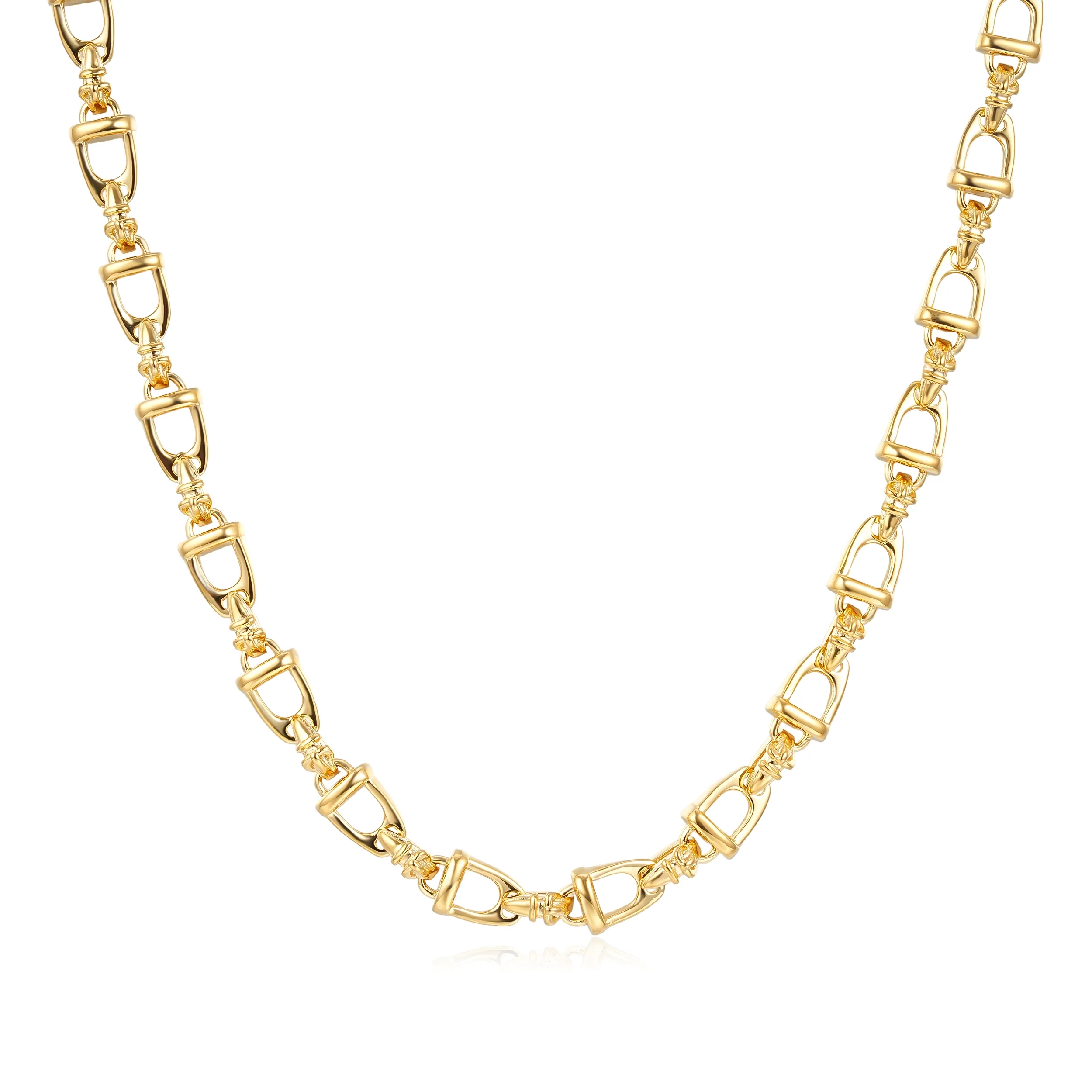 Gold Stirrup & Buckle Link Chain Necklace 24 inches Welded Equestrian Style 62g Heavy - Image 2