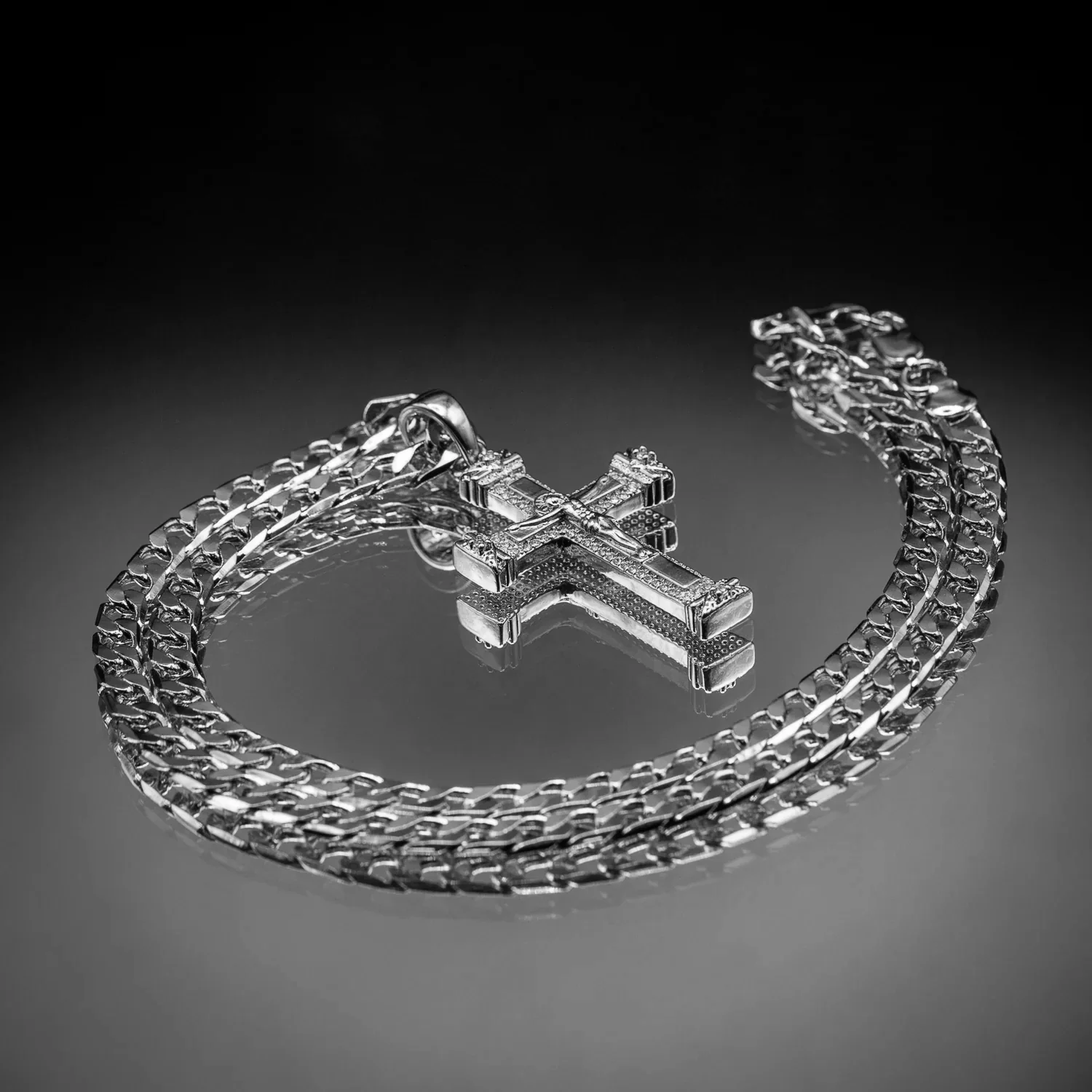 Silver Jesus Crucifix Pendant Necklace 24inches