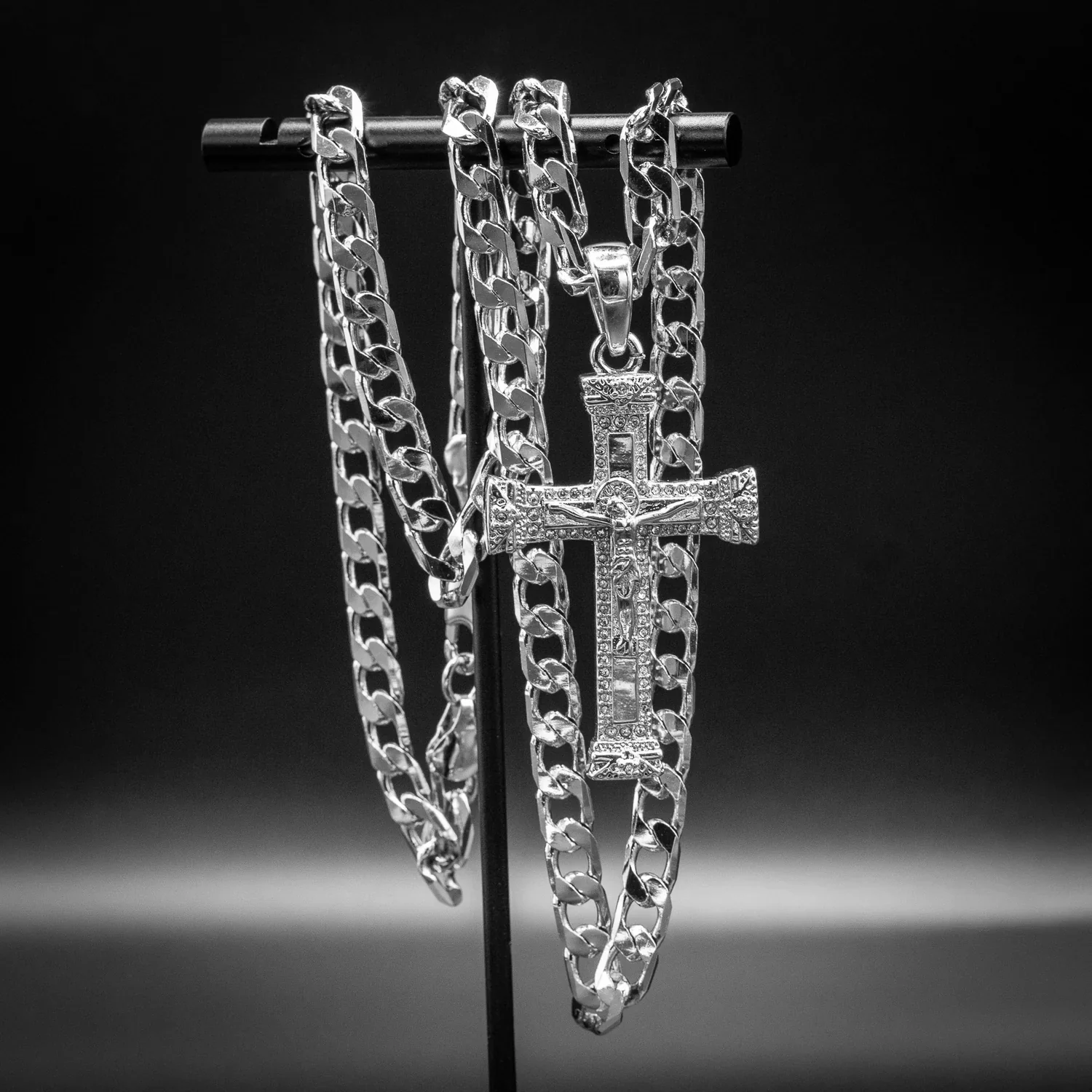 Silver Jesus Crucifix Pendant Necklace 24inches - Image 8