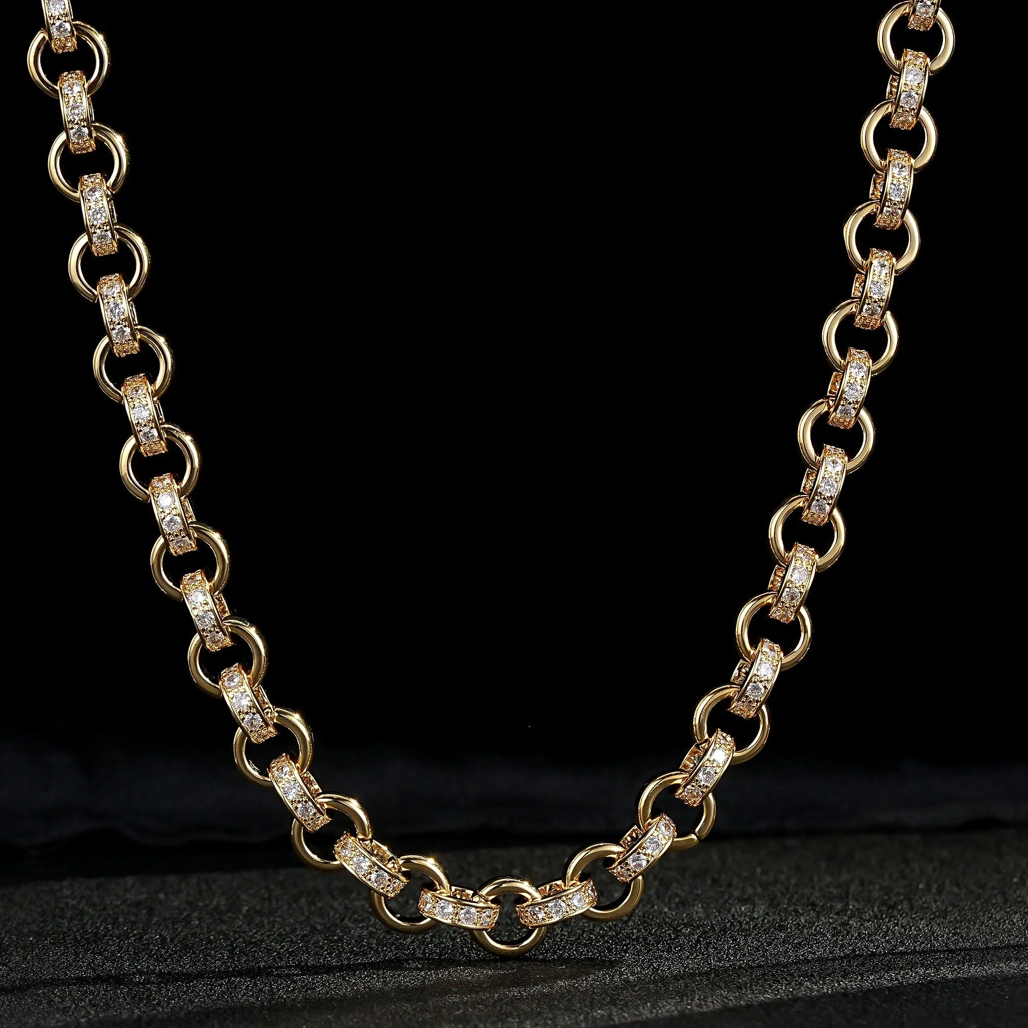 10mm Gold Alternate Pattern Belcher Chain with Albert Clasp 24 Inch - Image 3