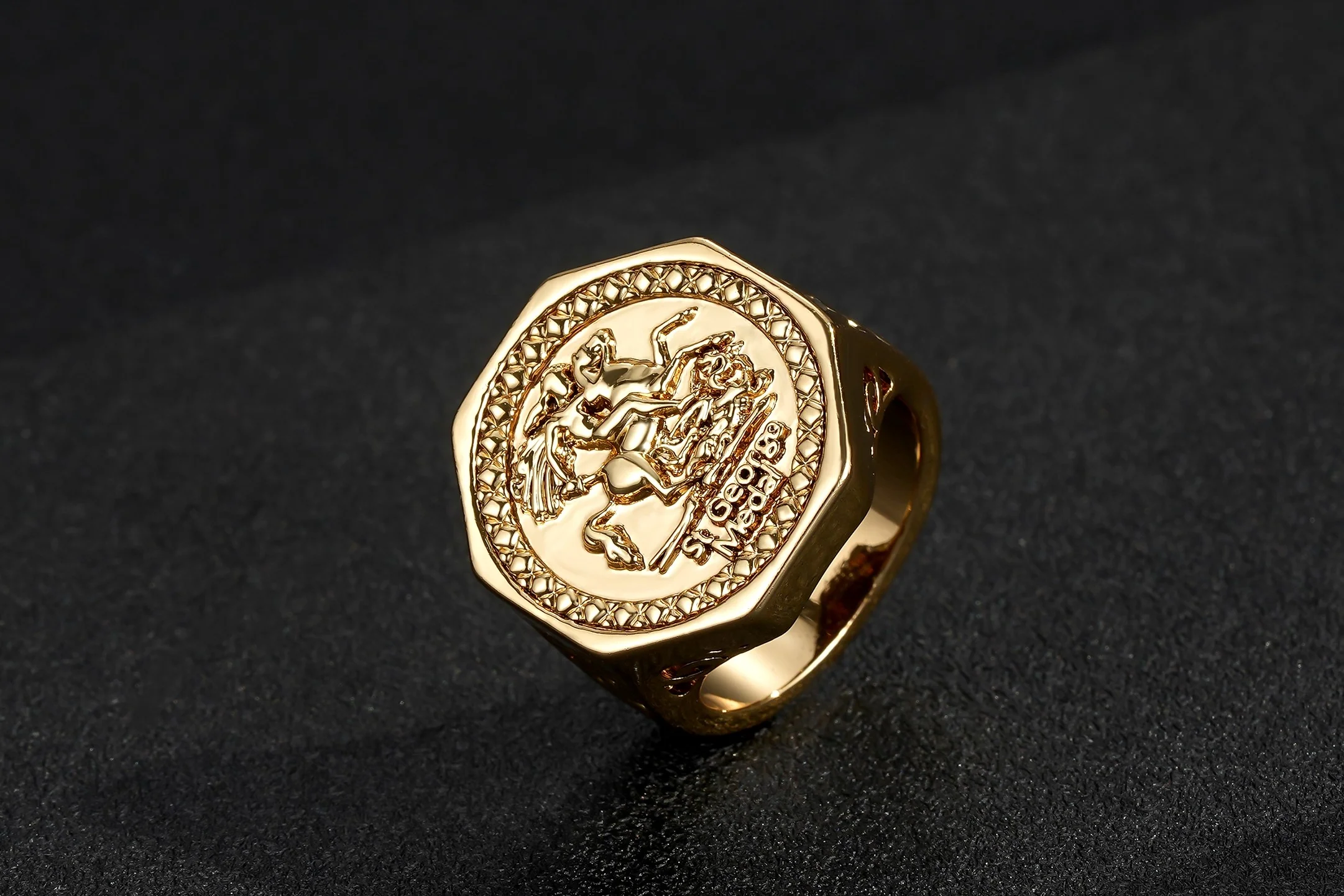 Gold Hexagon Dragon Slayer Ring