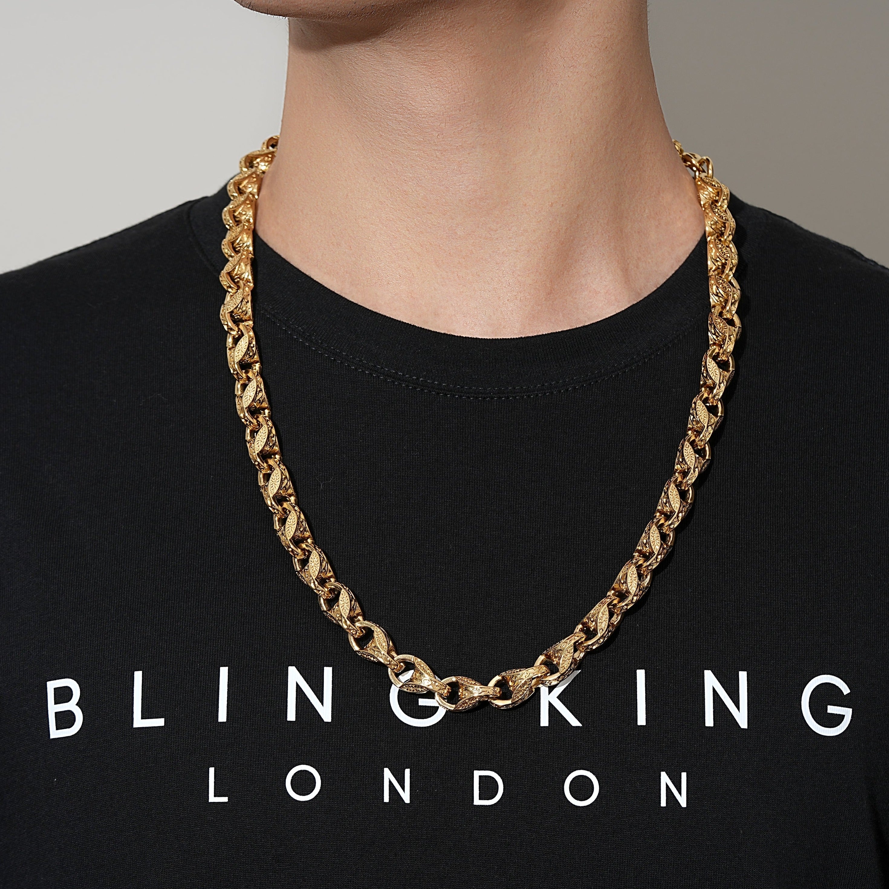 Luxury Gold XXL 15mm 3D Tulip Chain with Albert Clasp Super Heavy - Image 2