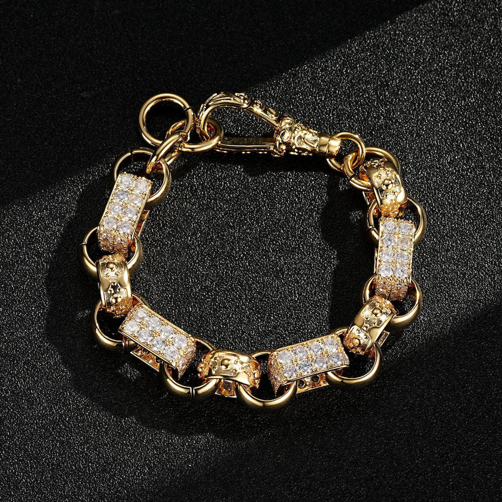 Luxury Gold XXL Gypsy Link Belcher Bracelet with Albert Clasp - Image 2