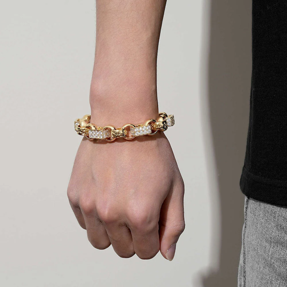 Luxury Gold XXL Gypsy Link Belcher Bracelet with Albert Clasp - Image 3