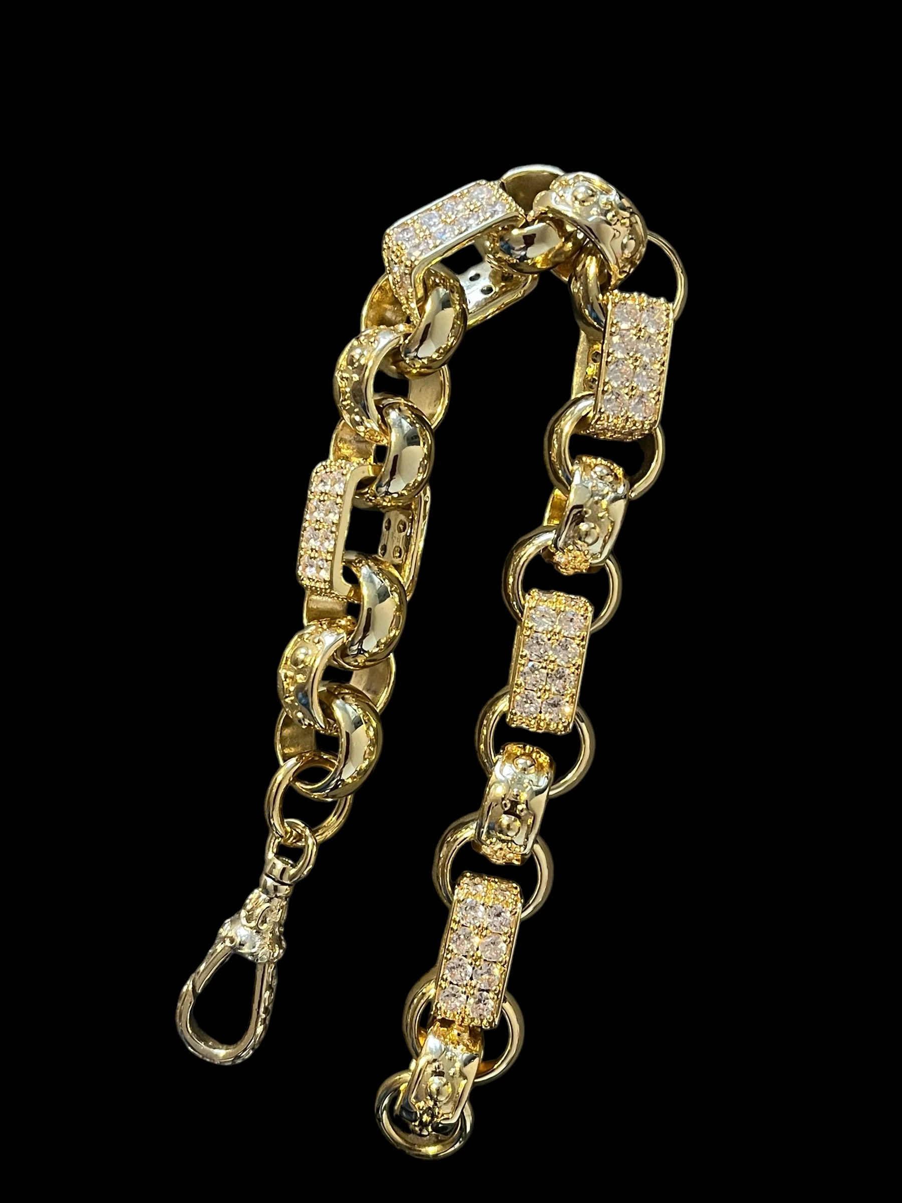 Luxury Gold XXL Gypsy Link Belcher Bracelet with Albert Clasp - Image 4
