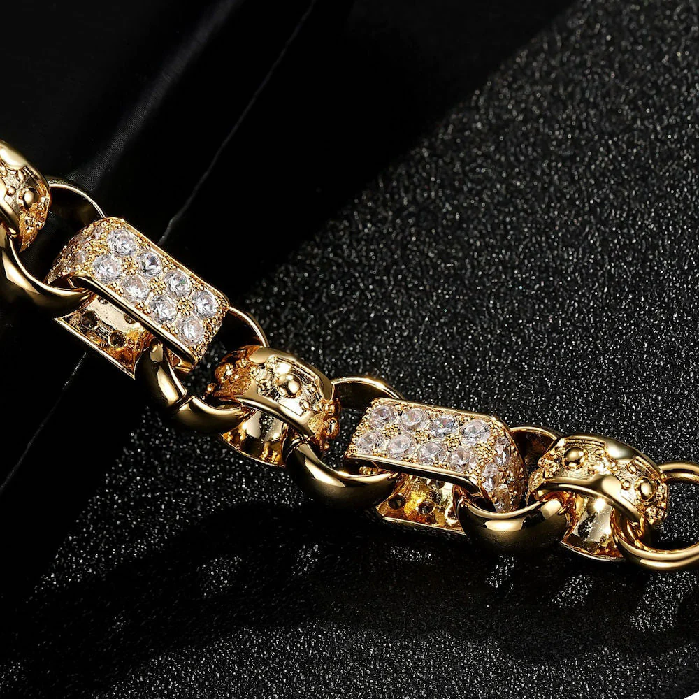 Luxury Gold XXL Gypsy Link Belcher Bracelet with Albert Clasp - Image 5