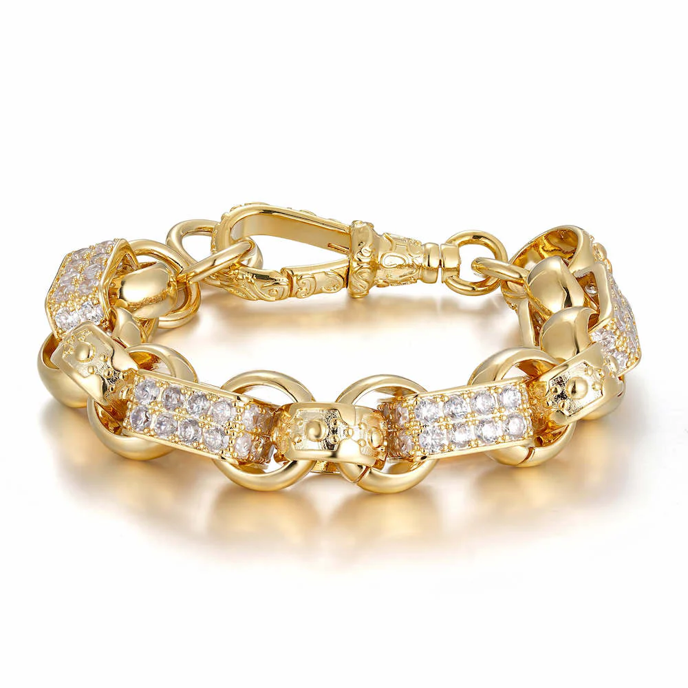 Luxury Gold XXL Gypsy Link Belcher Bracelet with Albert Clasp - Image 7