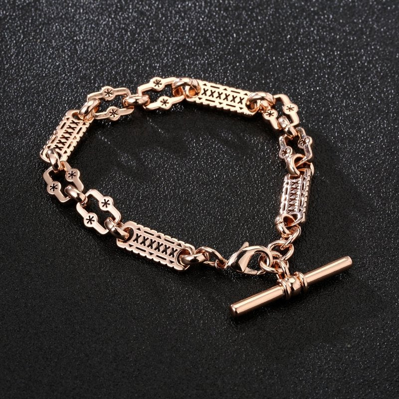 Rose Gold Stars and Bars T-Bar Bracelet 9mm - Image 3