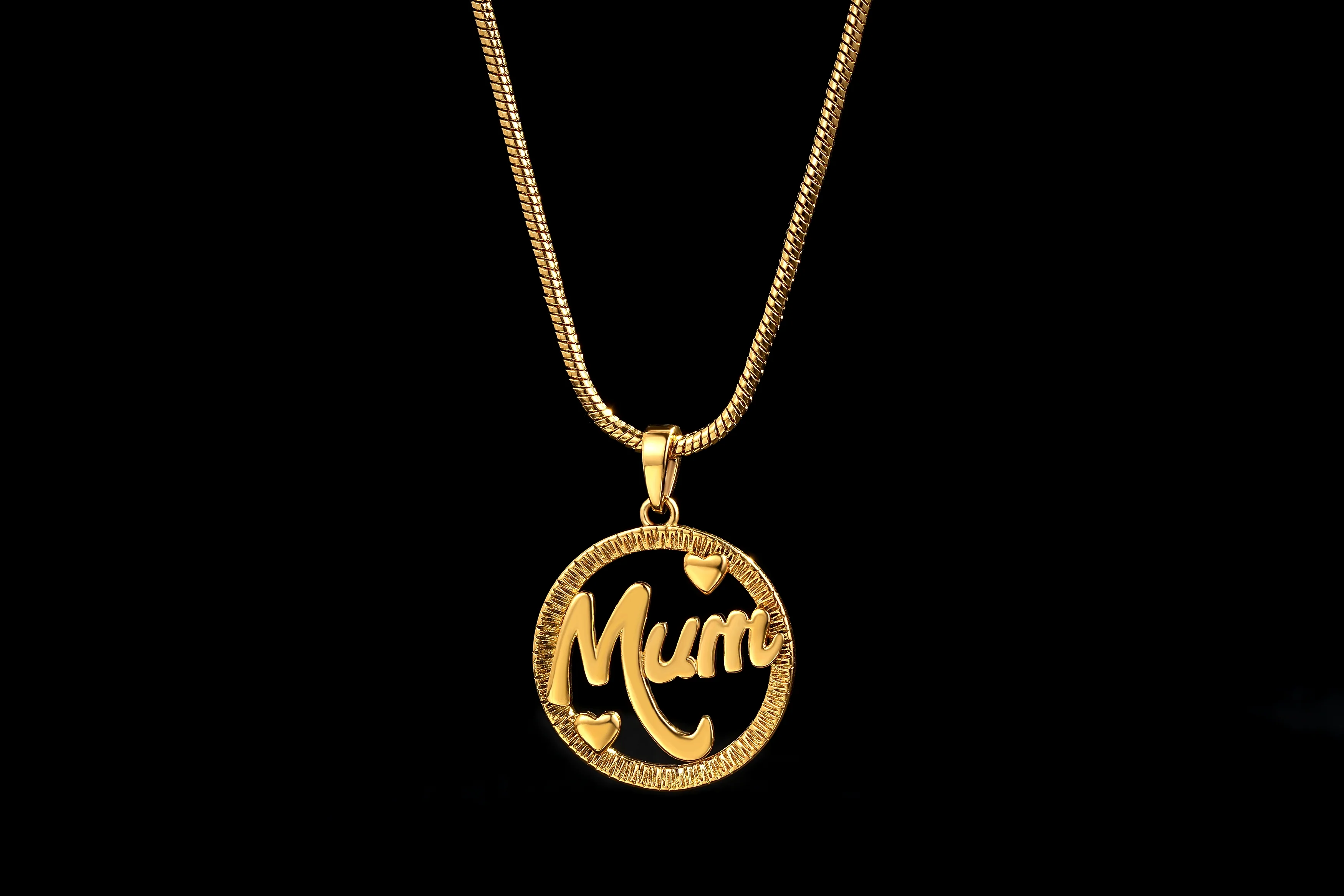 Gold MUM Pendant Necklace 22inches - Image 3
