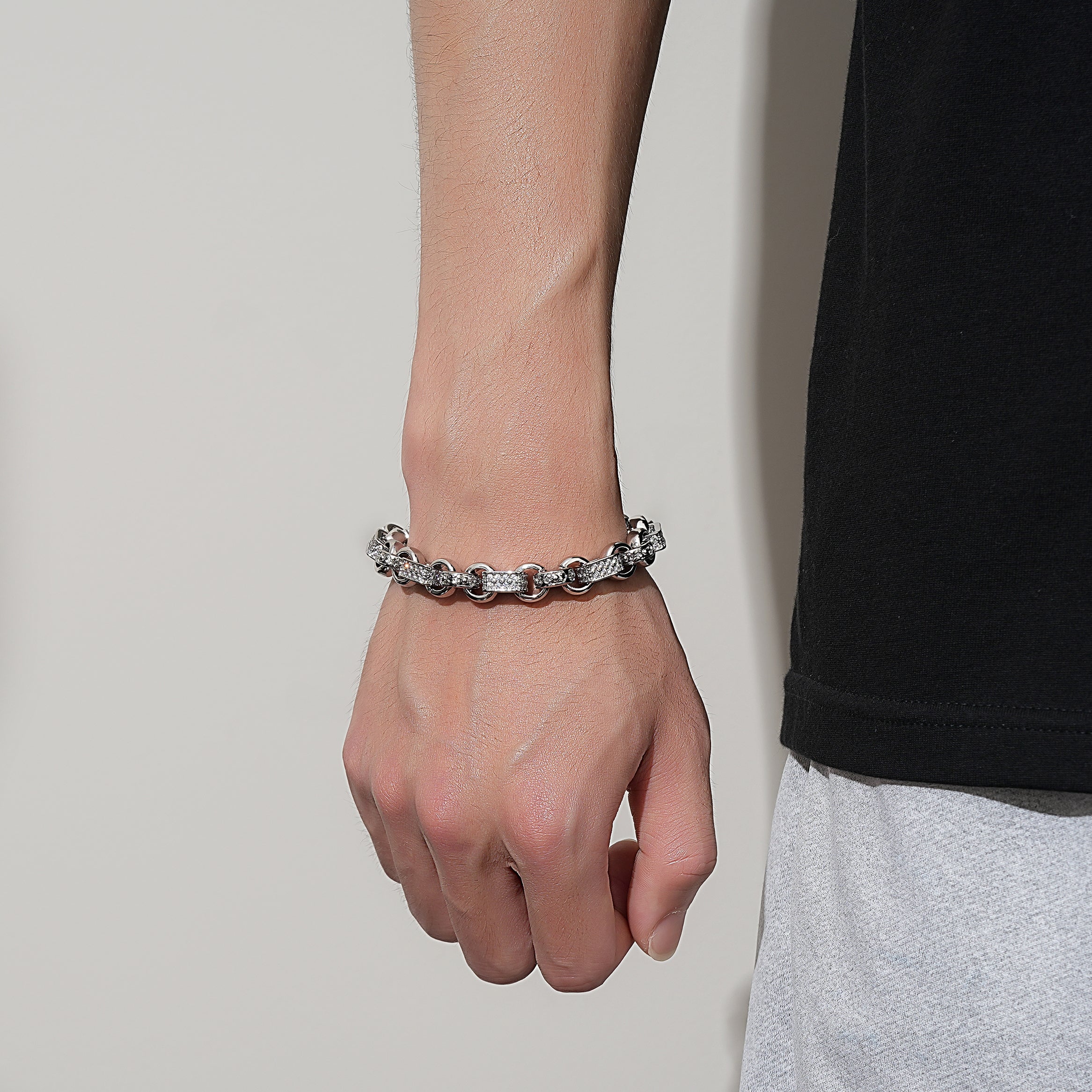 New 10mm Silver-Filled Gypsy Belcher Bracelet with Secure Albert Clasp 8 Inch