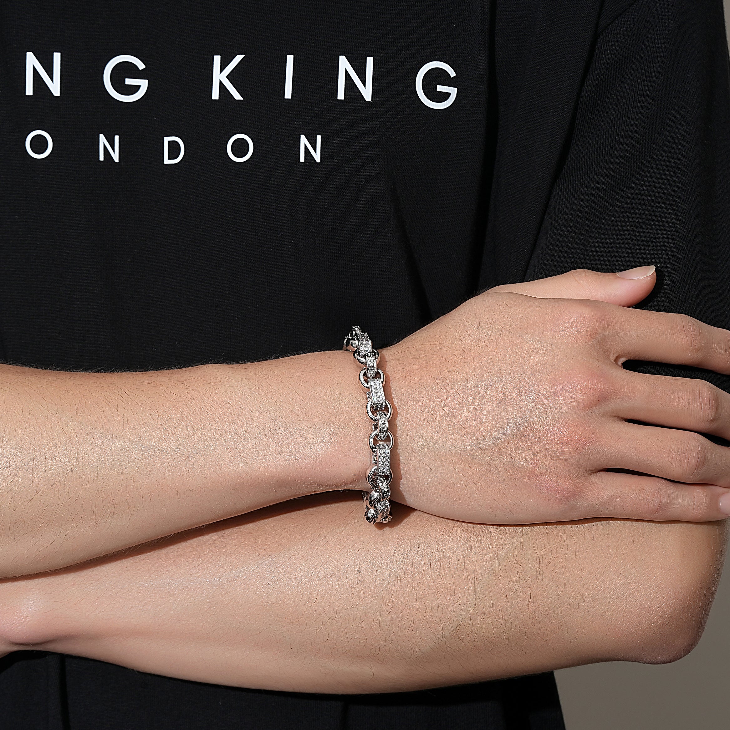 New 10mm Silver-Filled Gypsy Belcher Bracelet with Secure Albert Clasp 8 Inch - Image 5