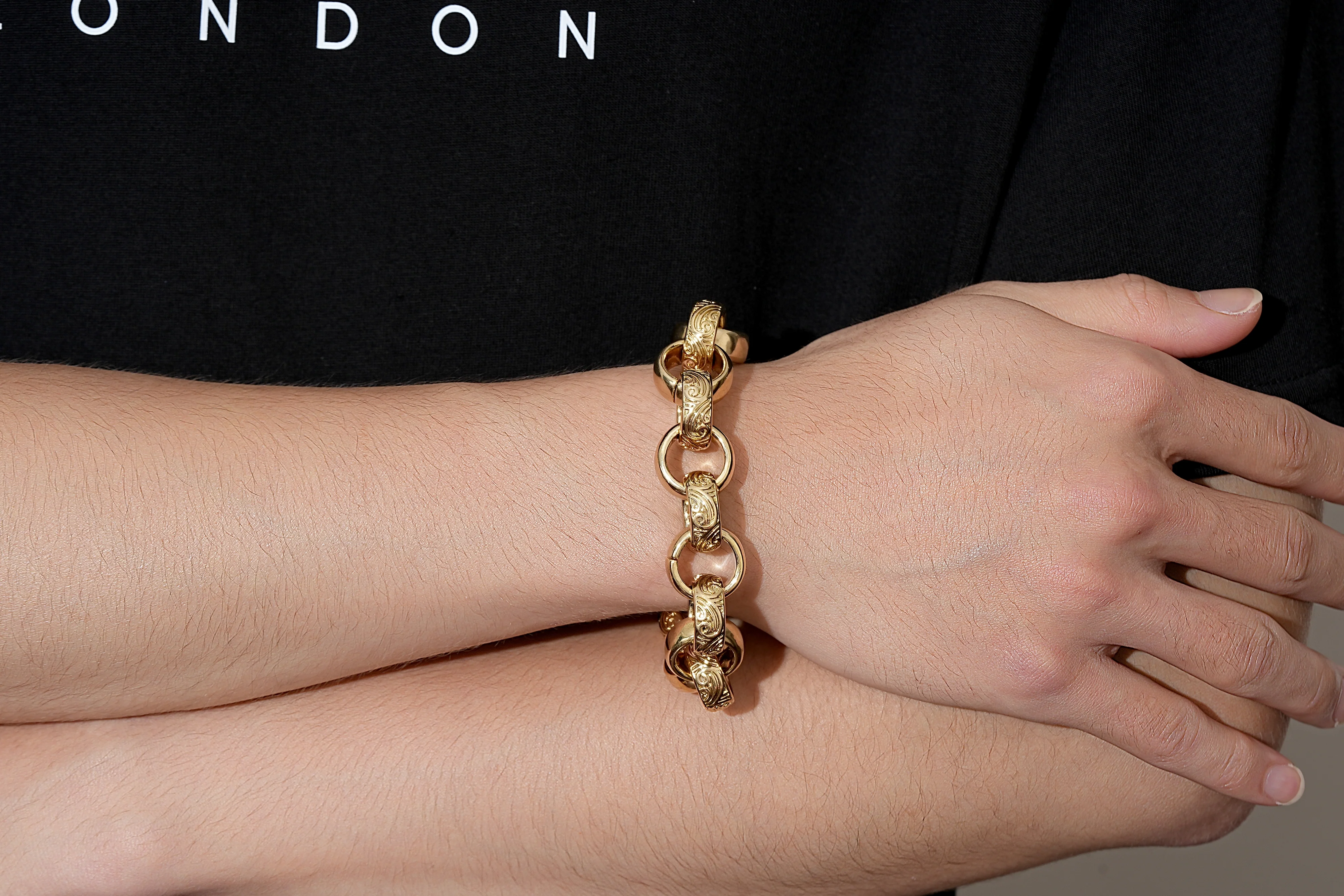 Gold Crystal Belcher Bracelet 18mm - Image 4