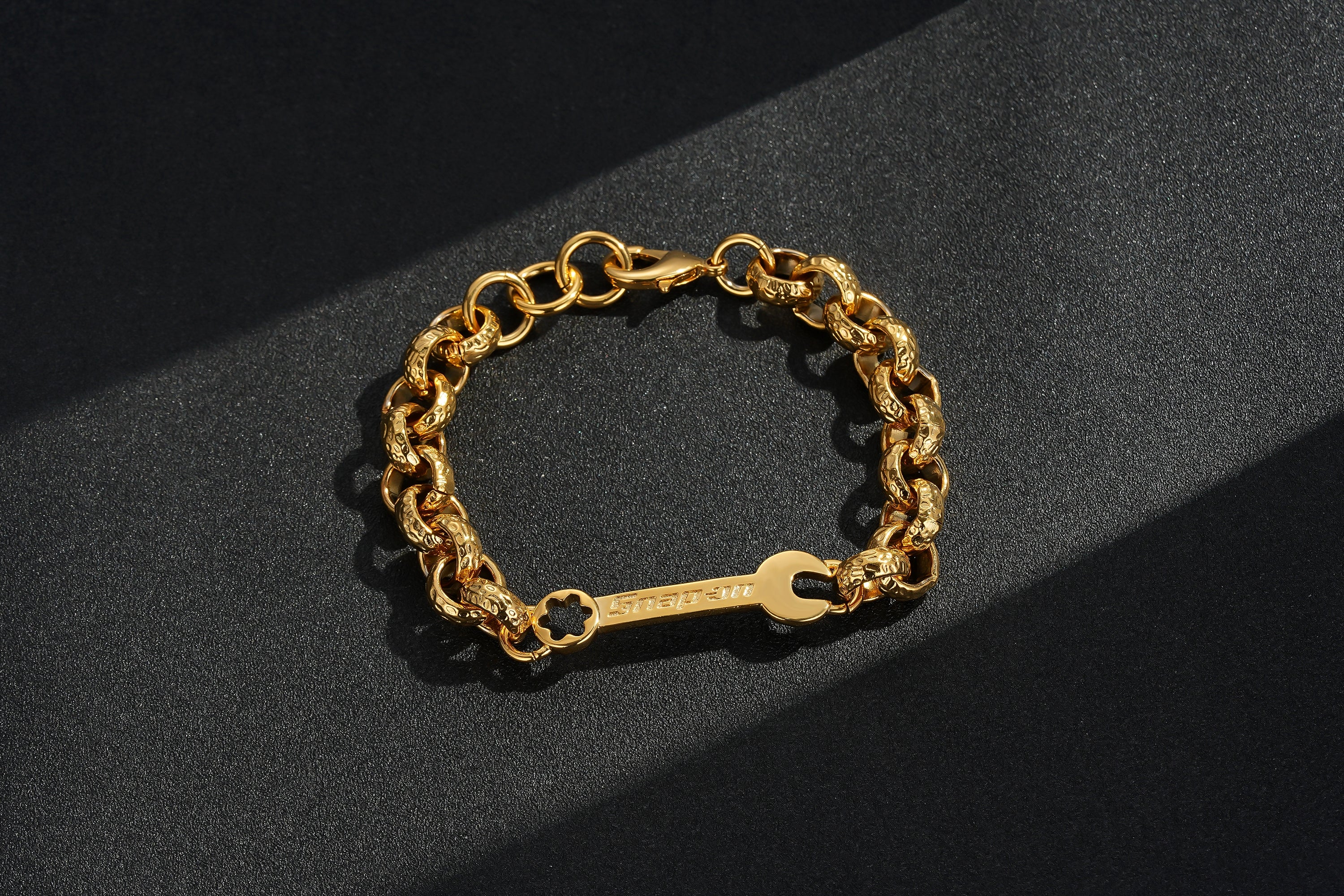 Gold 12mm Large Spanner Belcher Bracelet