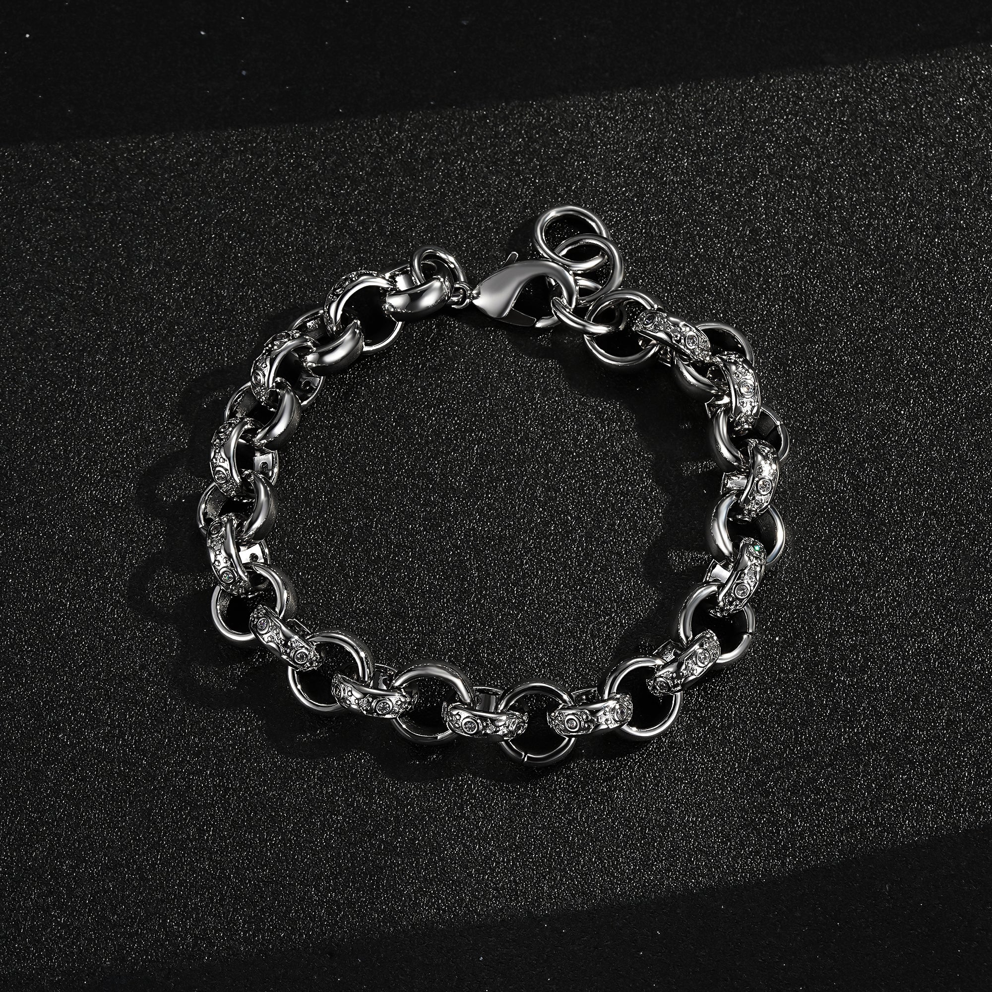 Silver Crystal Belcher Bracelet 12mm