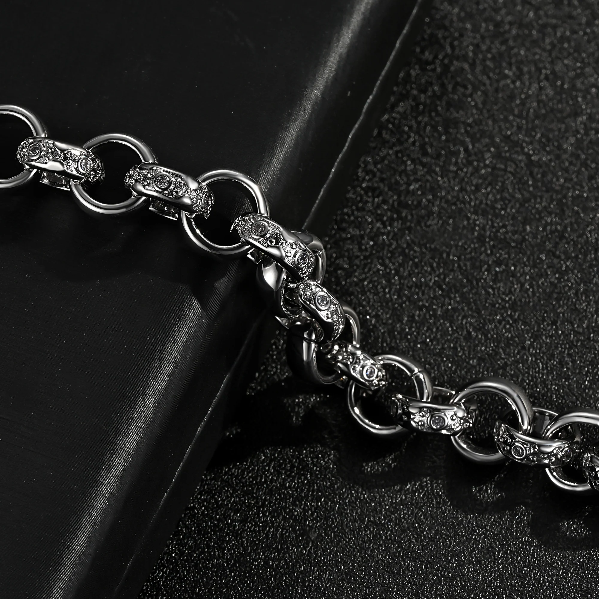 Silver Crystal Belcher Bracelet 12mm - Image 2
