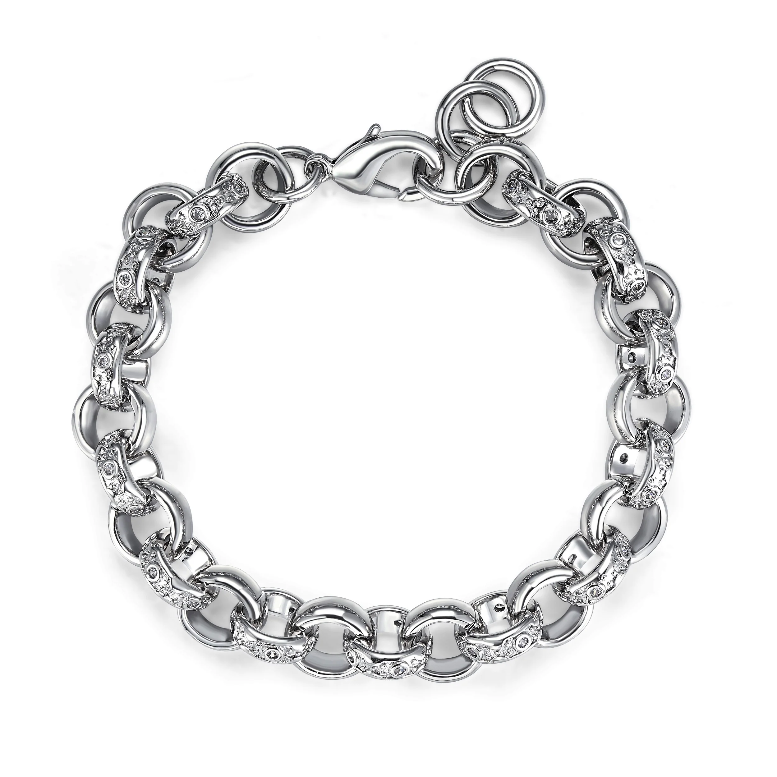 Silver Crystal Belcher Bracelet 12mm - Image 3