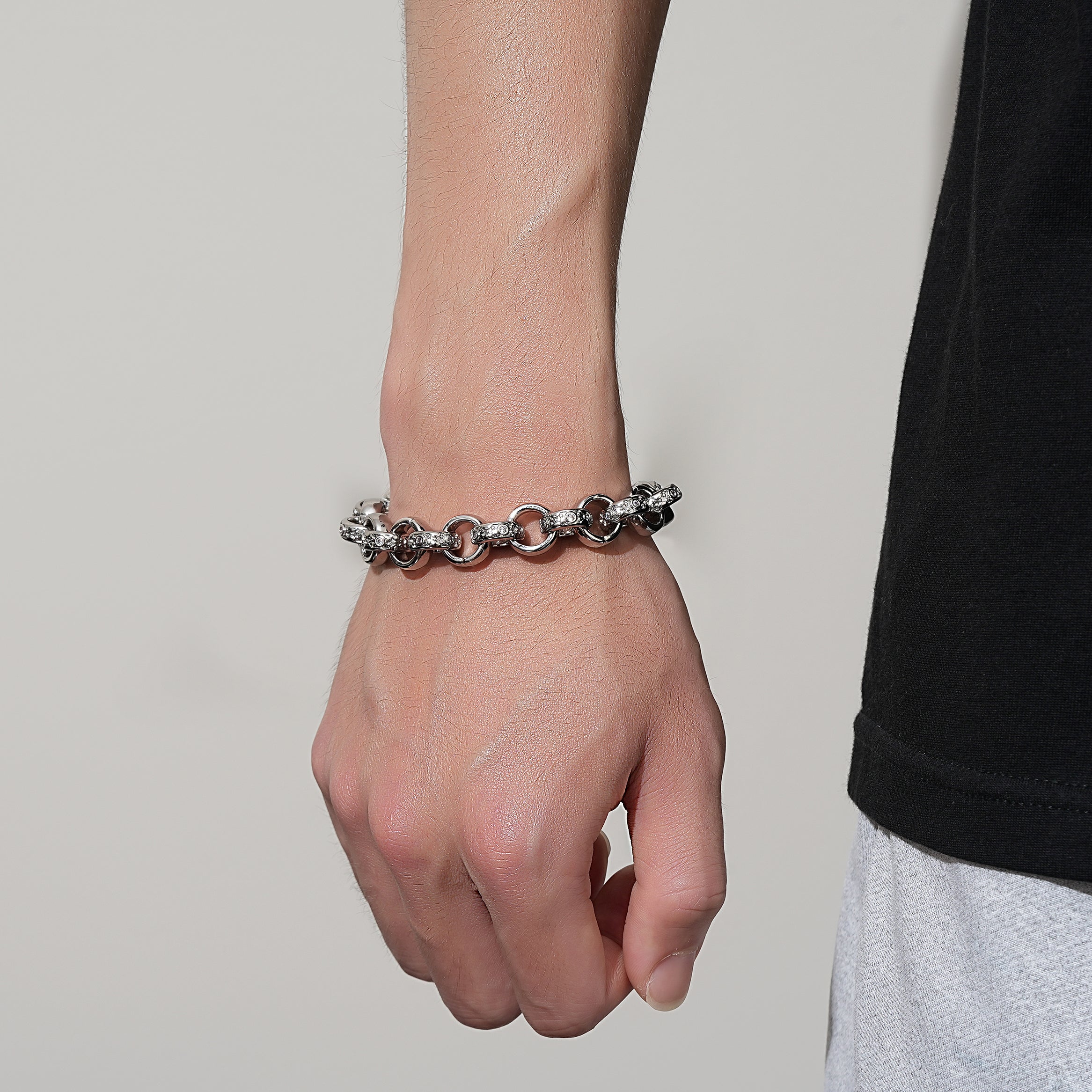 Silver Crystal Belcher Bracelet 12mm - Image 4