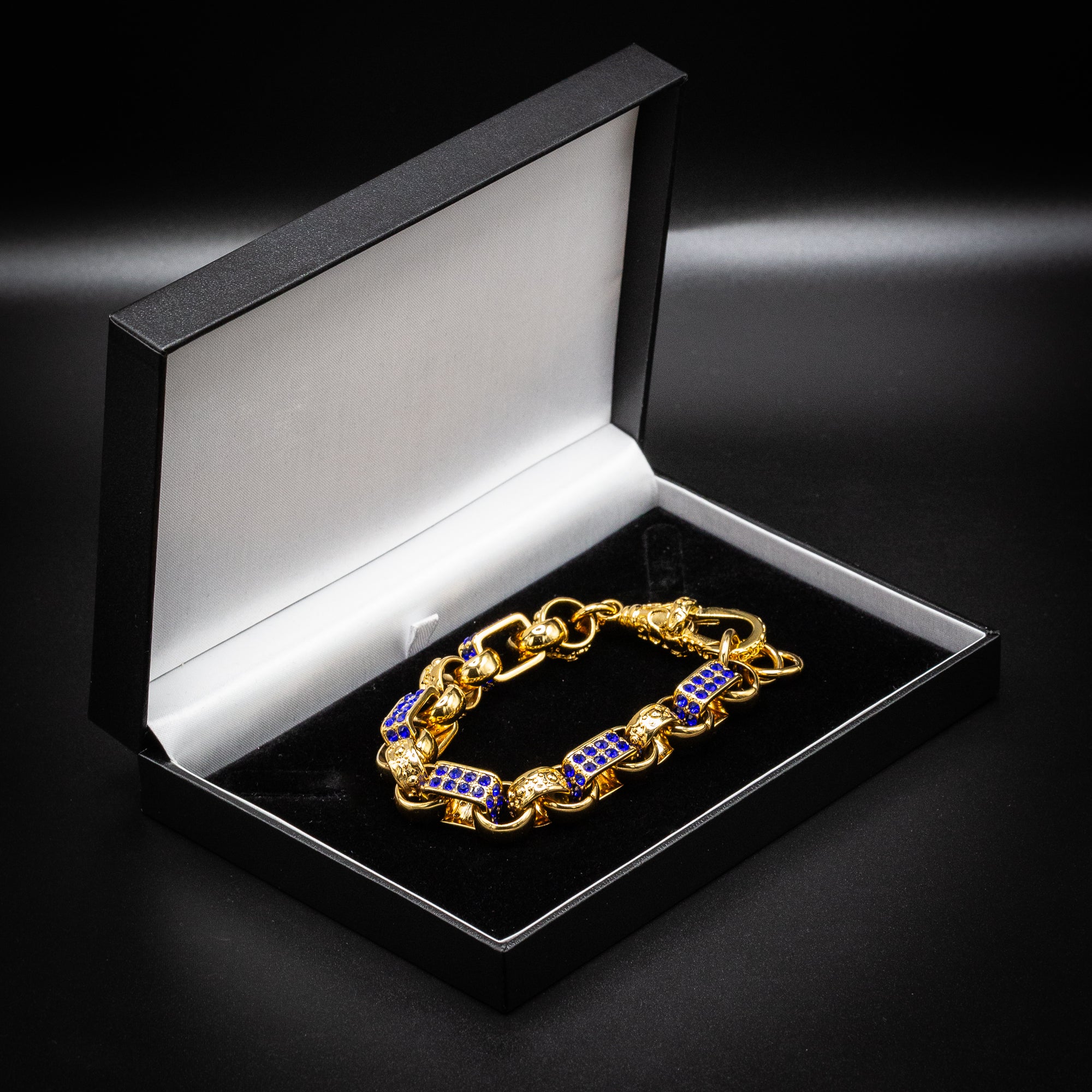 Gold Sapphire Gypsy Link Bracelet 13mm - Image 5