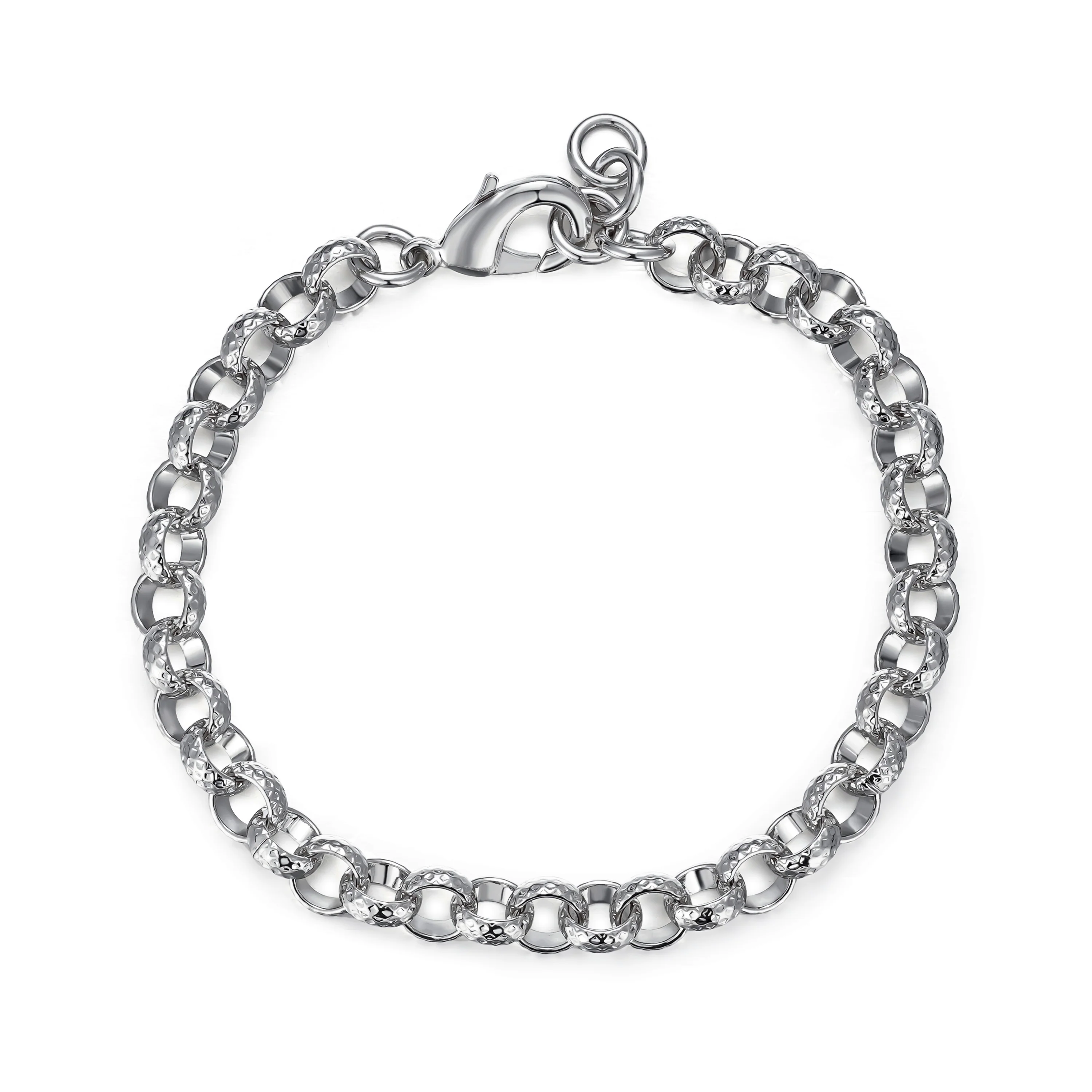 New 9mm Silver Filled Diamond Cut Patterned Belcher Bracelet 6 Inch - Image 2