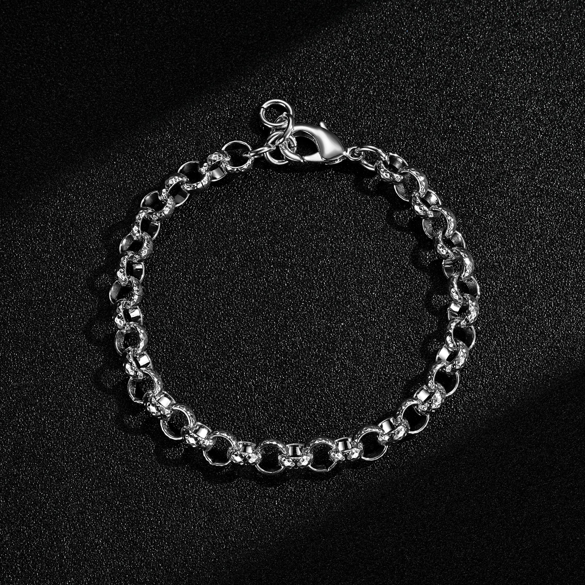 New 9mm Silver Filled Diamond Cut Patterned Belcher Bracelet 6 Inch - Image 4