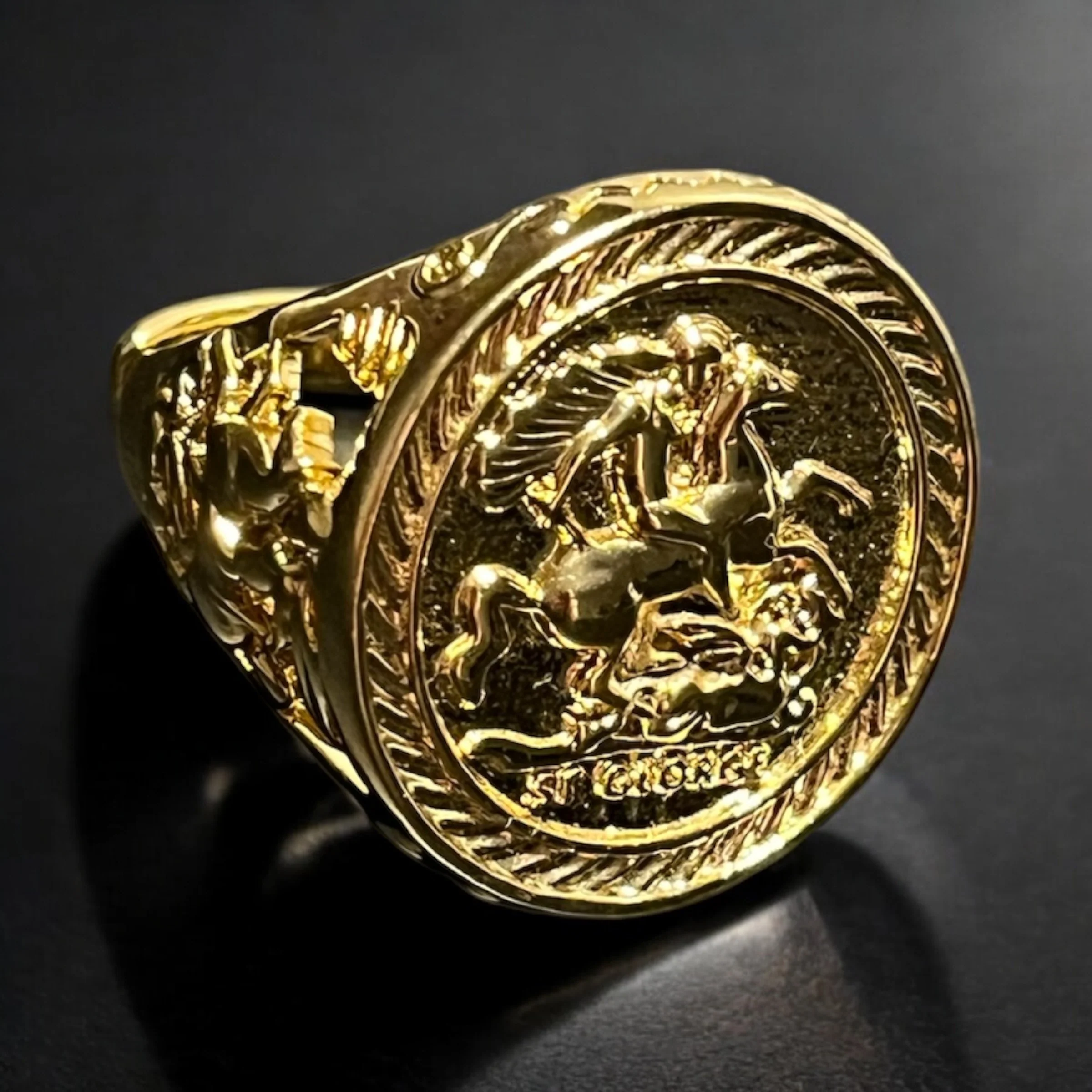 Gold Dragon Slayer Sovereign Ring - Image 4