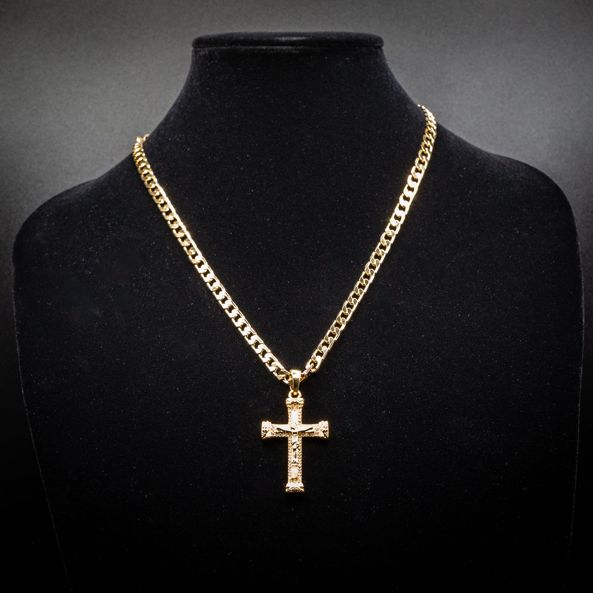 Gold Jesus Crucifix Pendant Necklace 22inches - Image 3