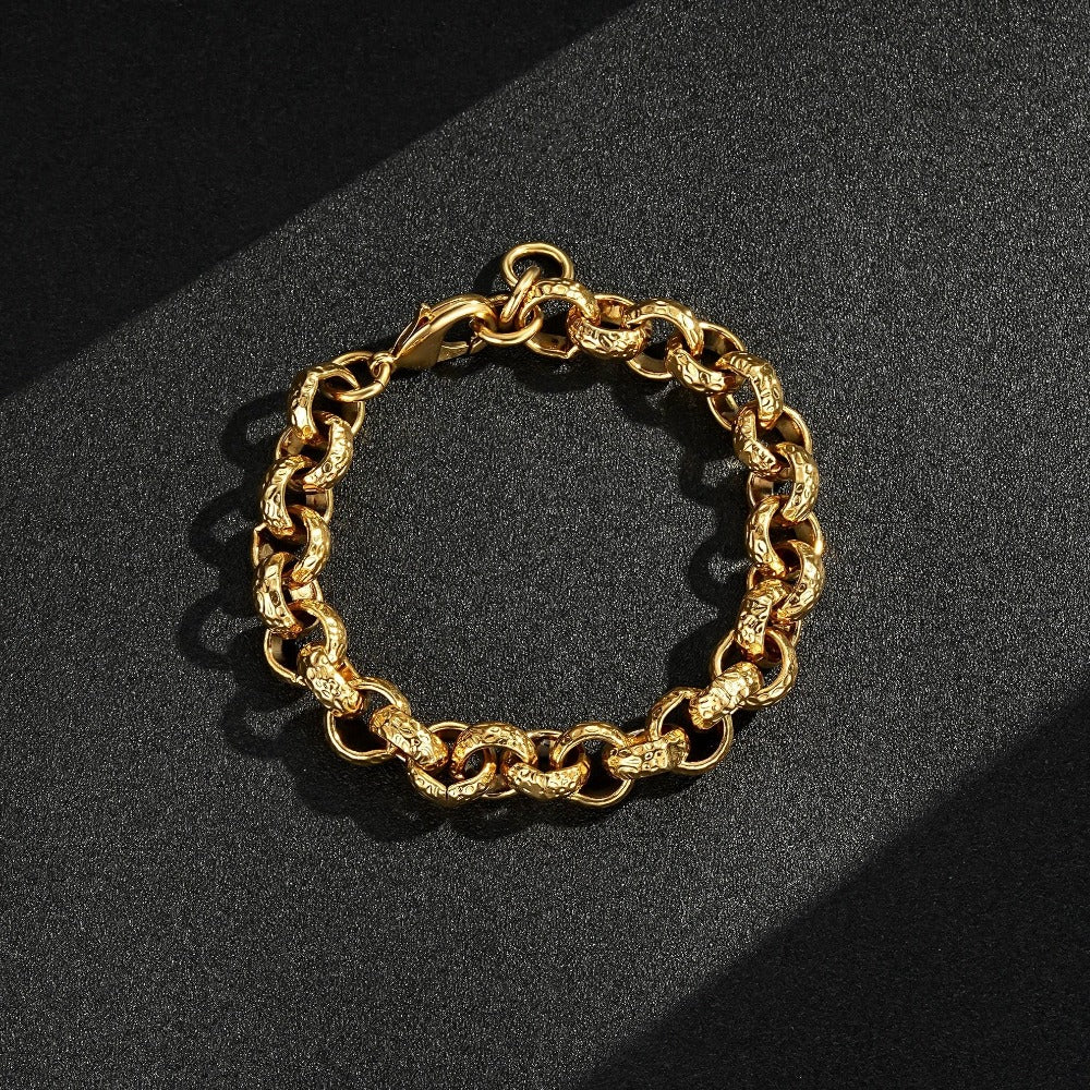 Gold Diamond-Cut Belcher Bracelet 12mm