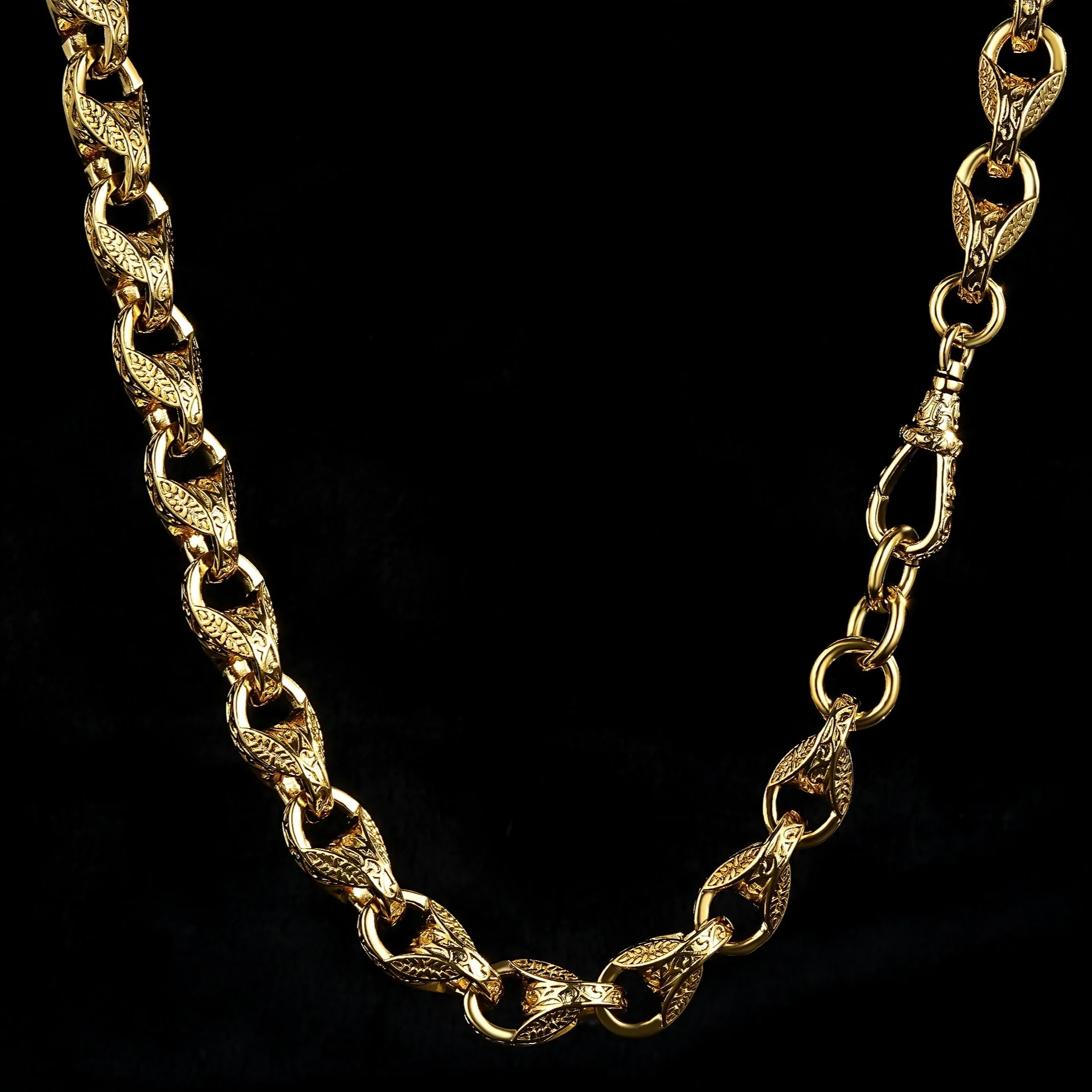 New Luxury Gold 12mm 3D Tulip Chain with Albert Clasp - Image 4