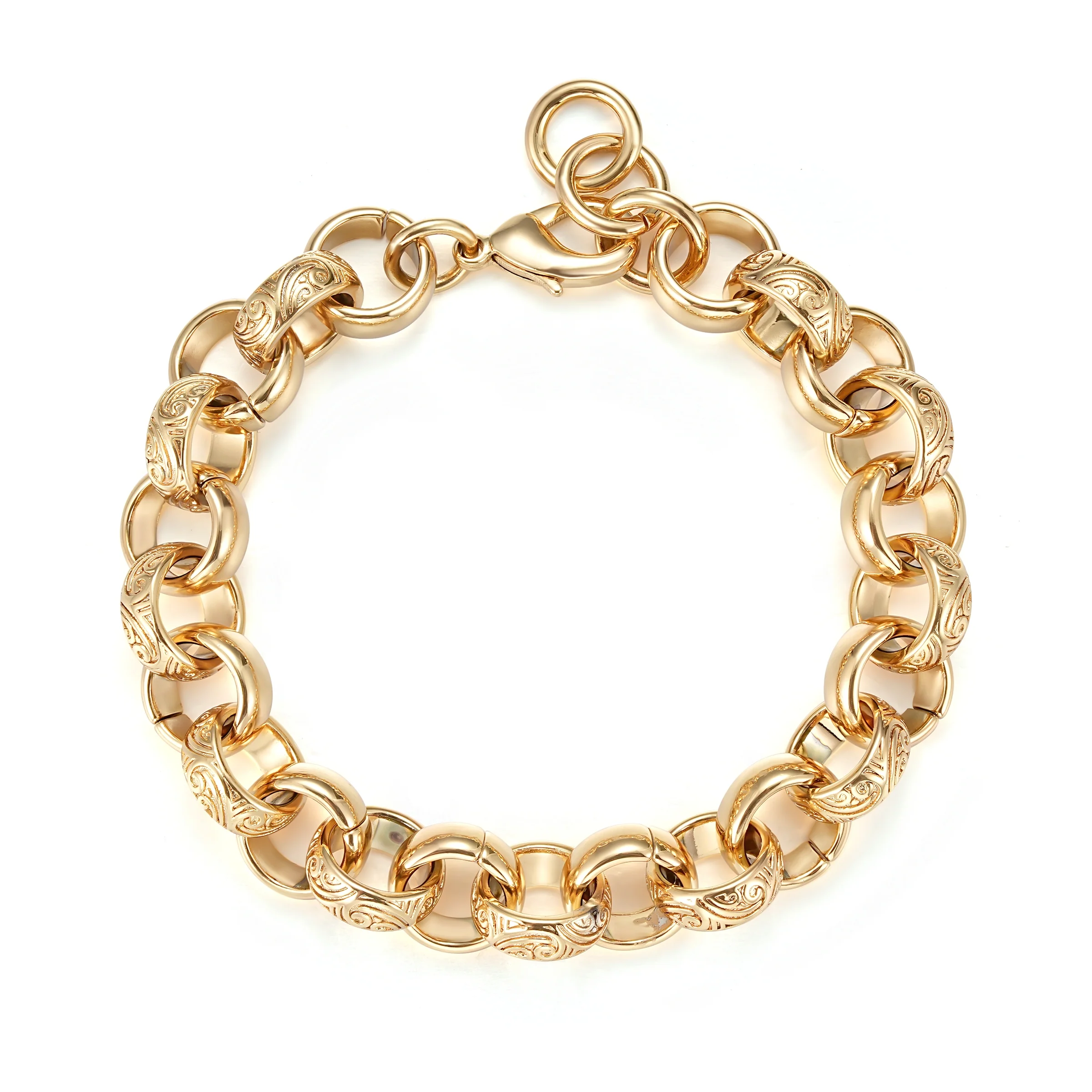 Gold Ornate Belcher Bracelet 15mm - Image 5
