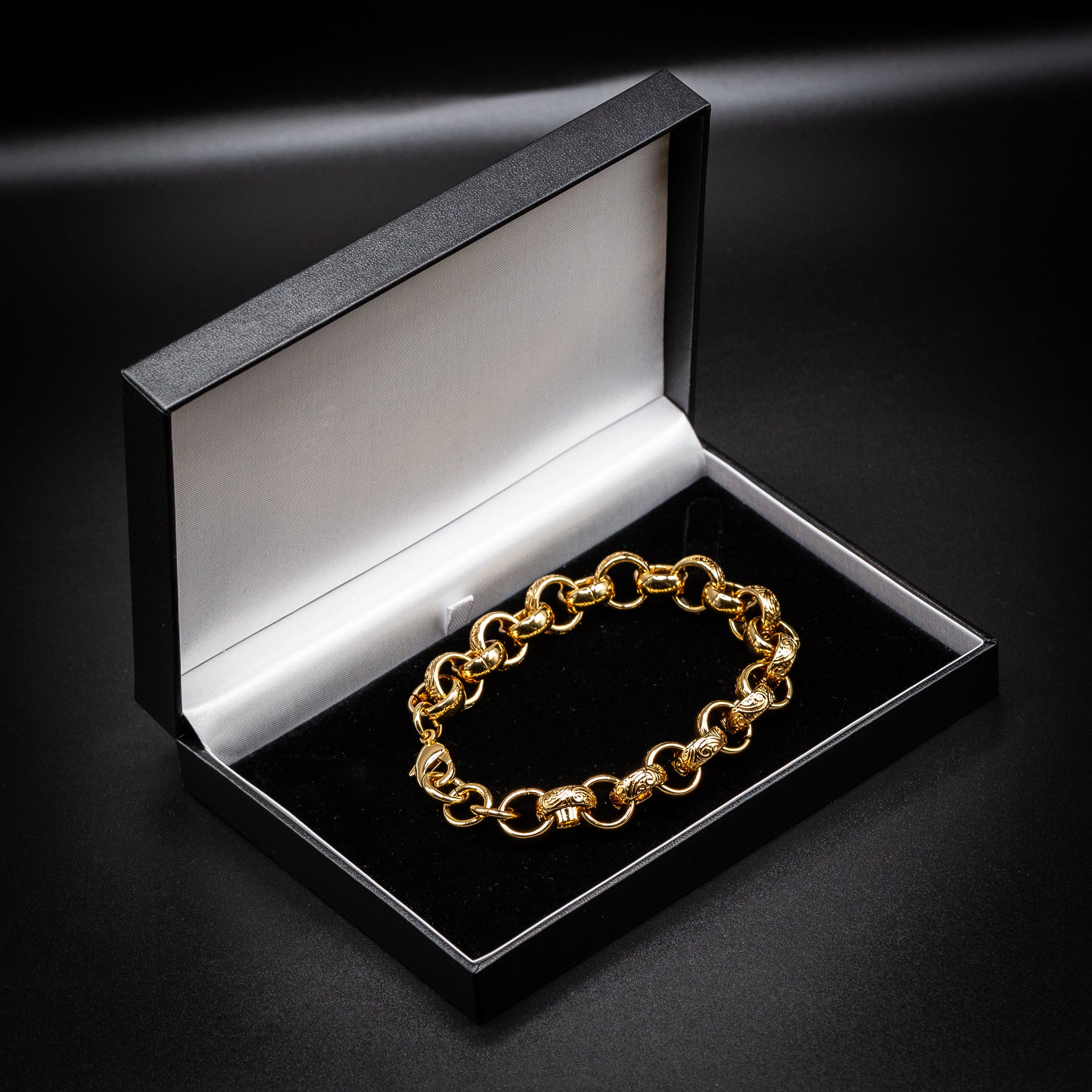 Gold Ornate Belcher Bracelet 15mm - Image 6