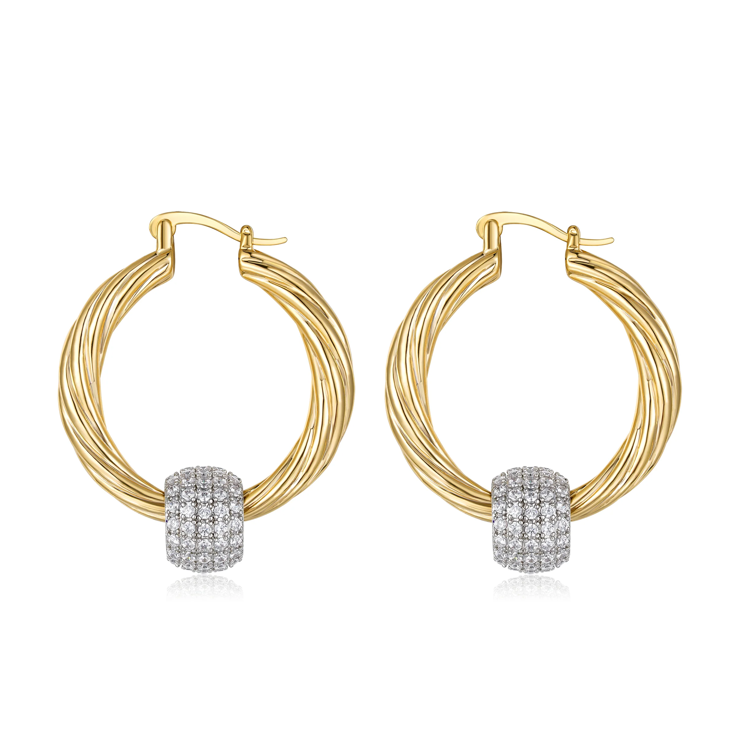 Gold Large Hoop Earrings Disco Ball - Image 4