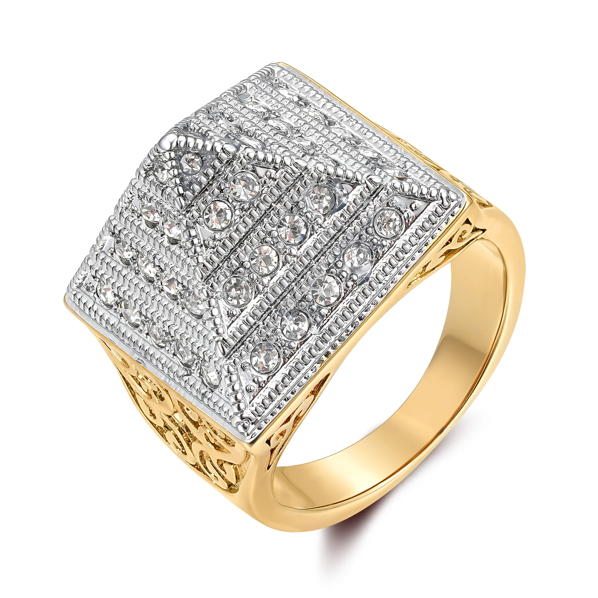 Gold Two-Tone CZ Pyramid Ring - Image 2