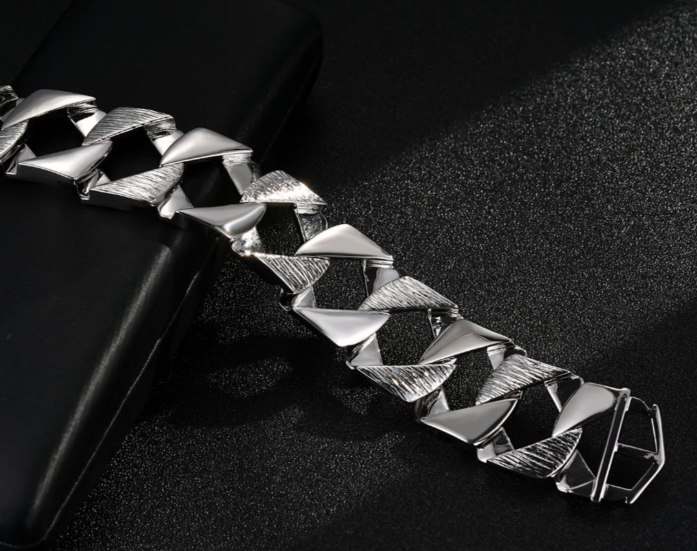 27mm Silver Bark Chaps Cuban Curb Bracelet 9 Inches - Image 2
