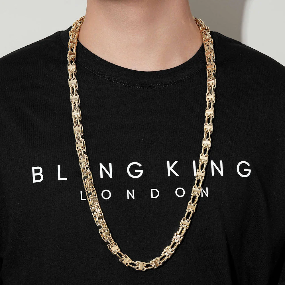 10mm Gold Cage Chain Necklace 36 Inches For Unisex New - Image 2