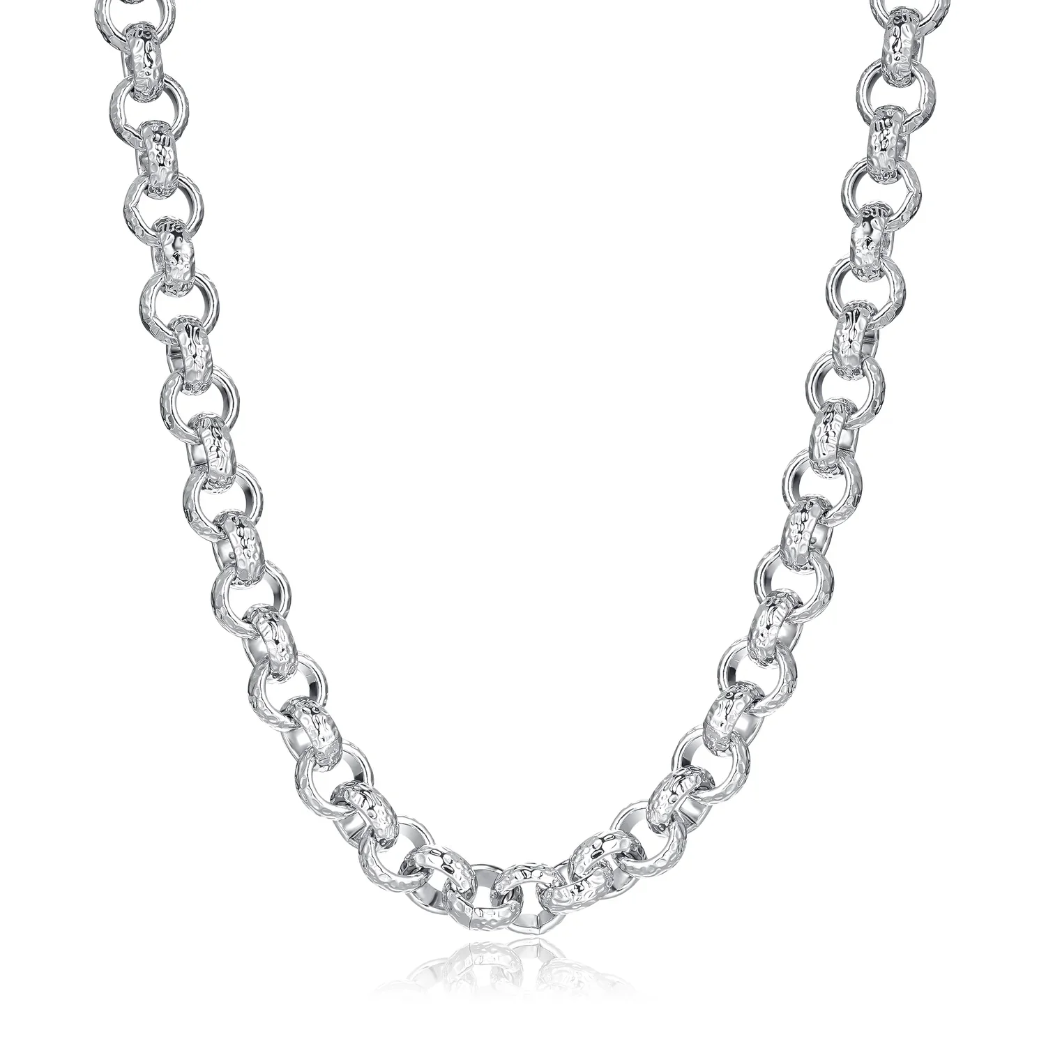 Premium 12mm Silver Plated Diamond Cut Pattern Belcher Chain 30 Inch - Image 4