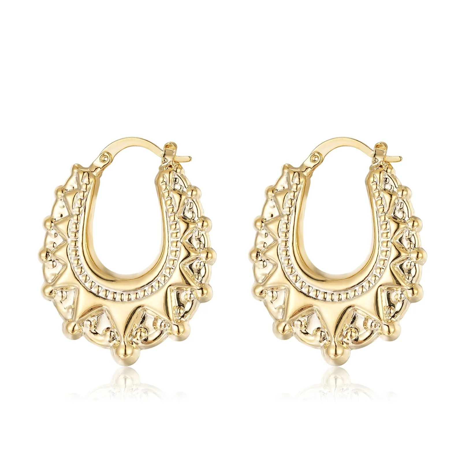 Gold Oval Gypsy Creole Earrings 30mm - Image 4