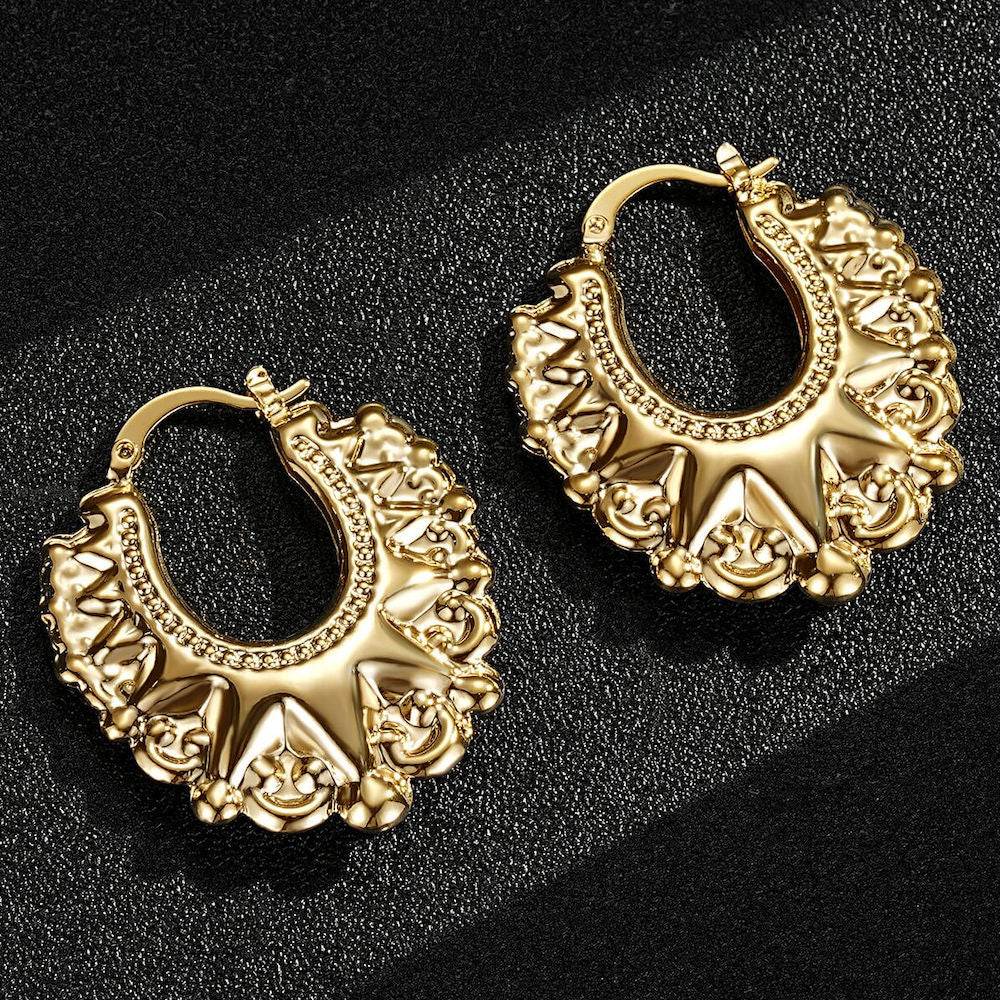 Gold Round Gypsy Creole Earrings 35mm