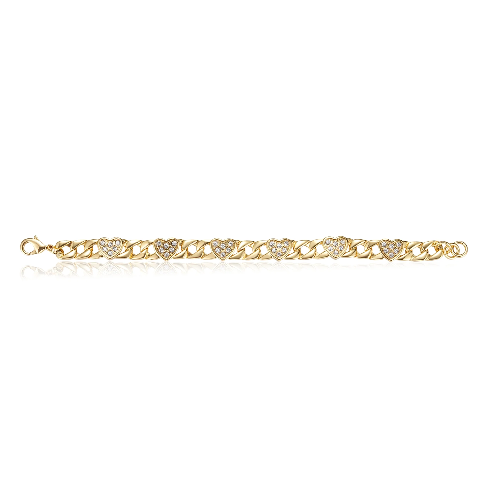Gold Heart Curb Bracelet 7mm - Image 5