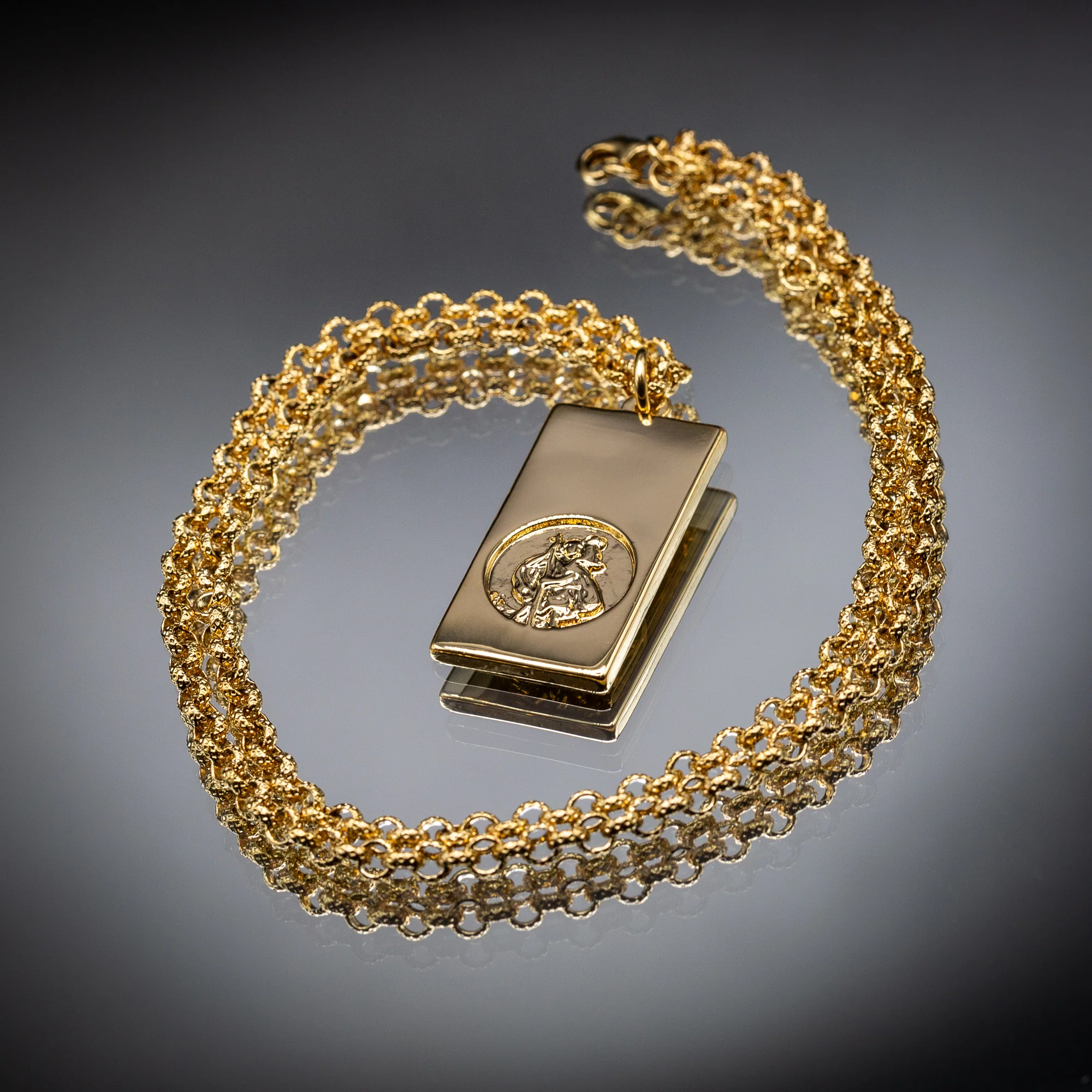 Gold St Christopher Ingot Pendant - Image 5